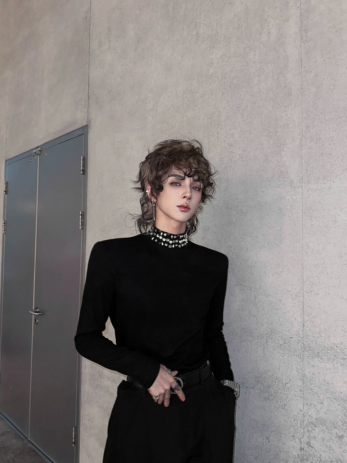 Starlit Collar Crystal Knit Top