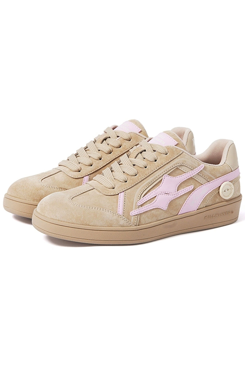 Beige Pink Suede Low-Top Sport Sneakers
