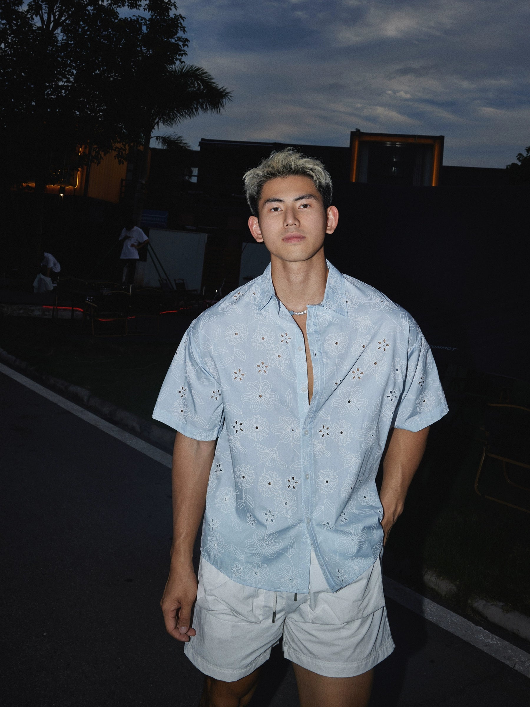 Floral Eyelet Short Sleeve Shirt