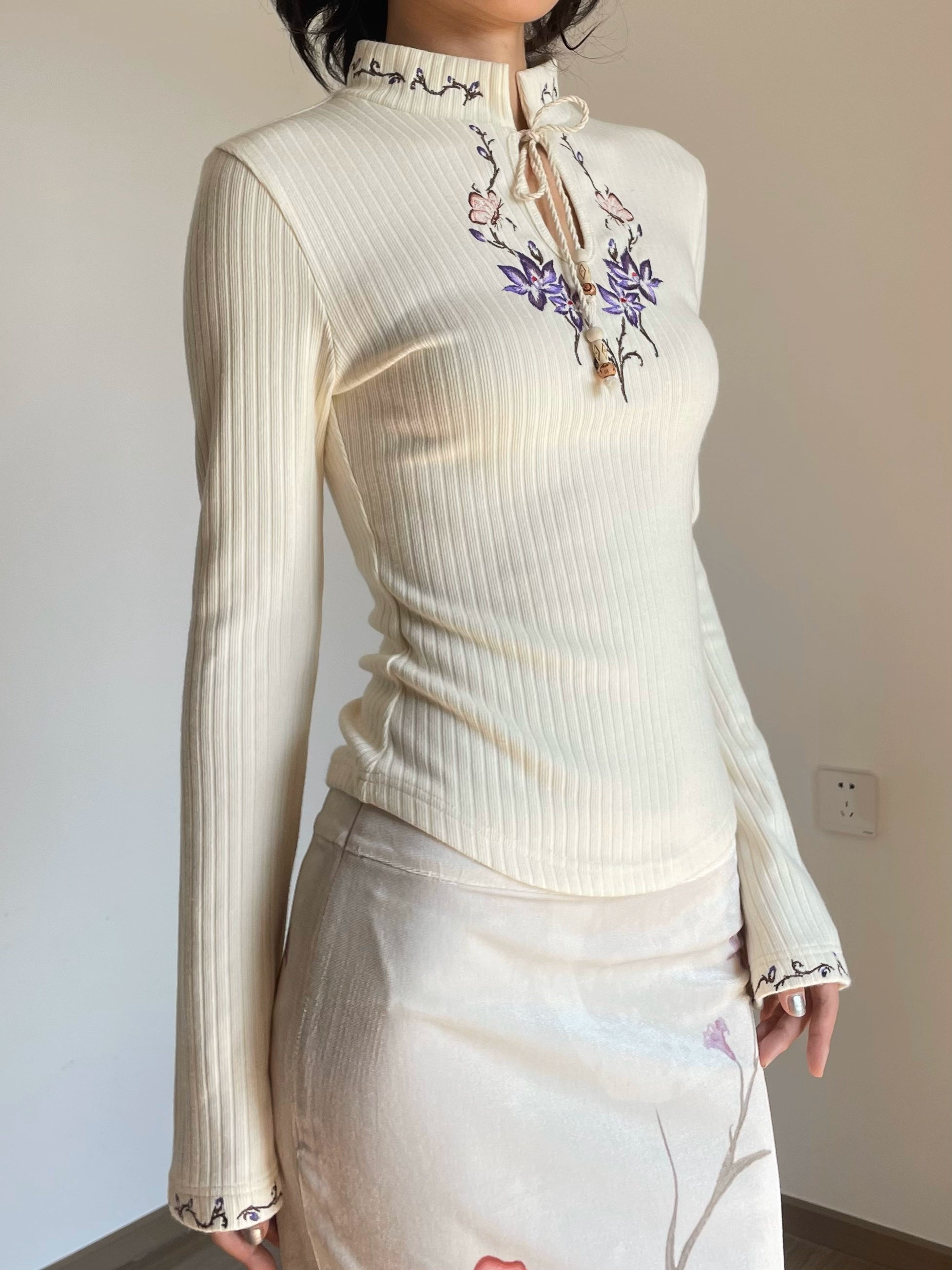 Floral Mandarin Sweater