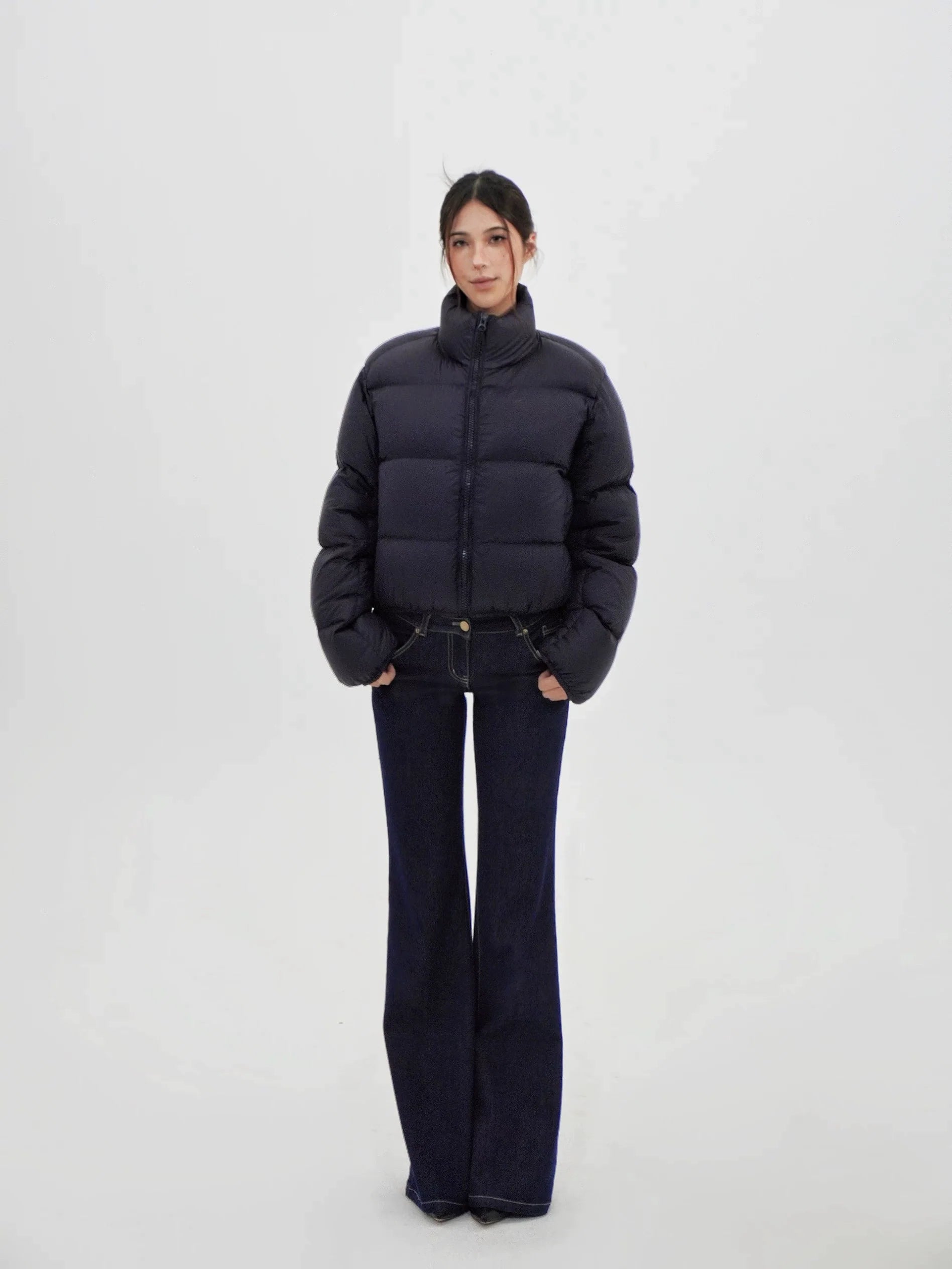 Dark Wash Contrast Stitch Flares Jeans