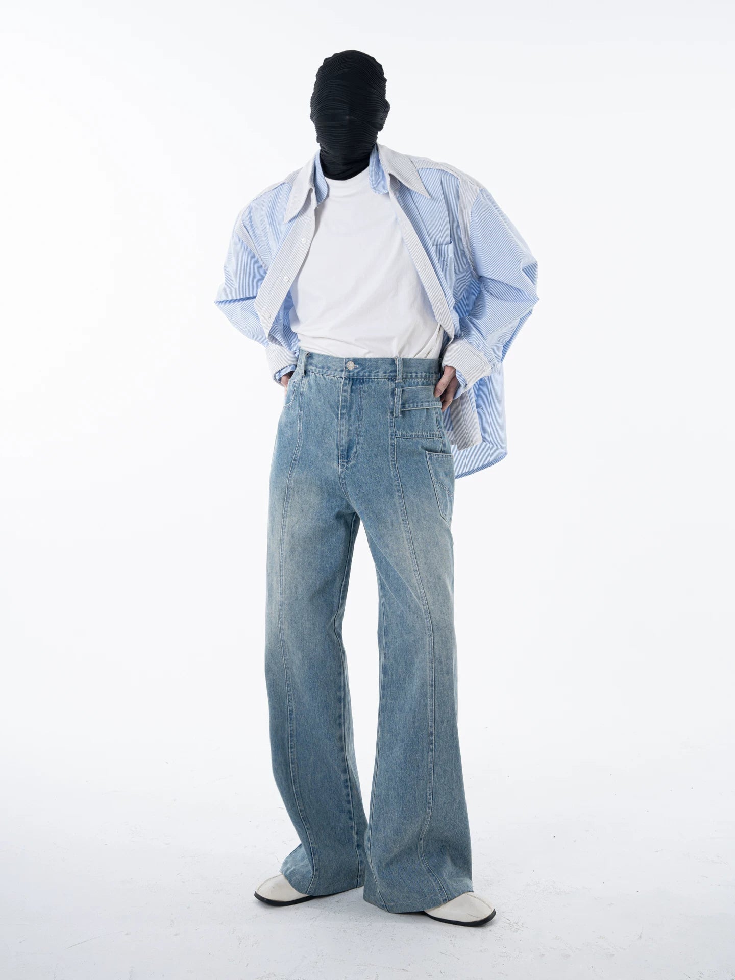 Skyline Panel Wide‑Leg Jeans