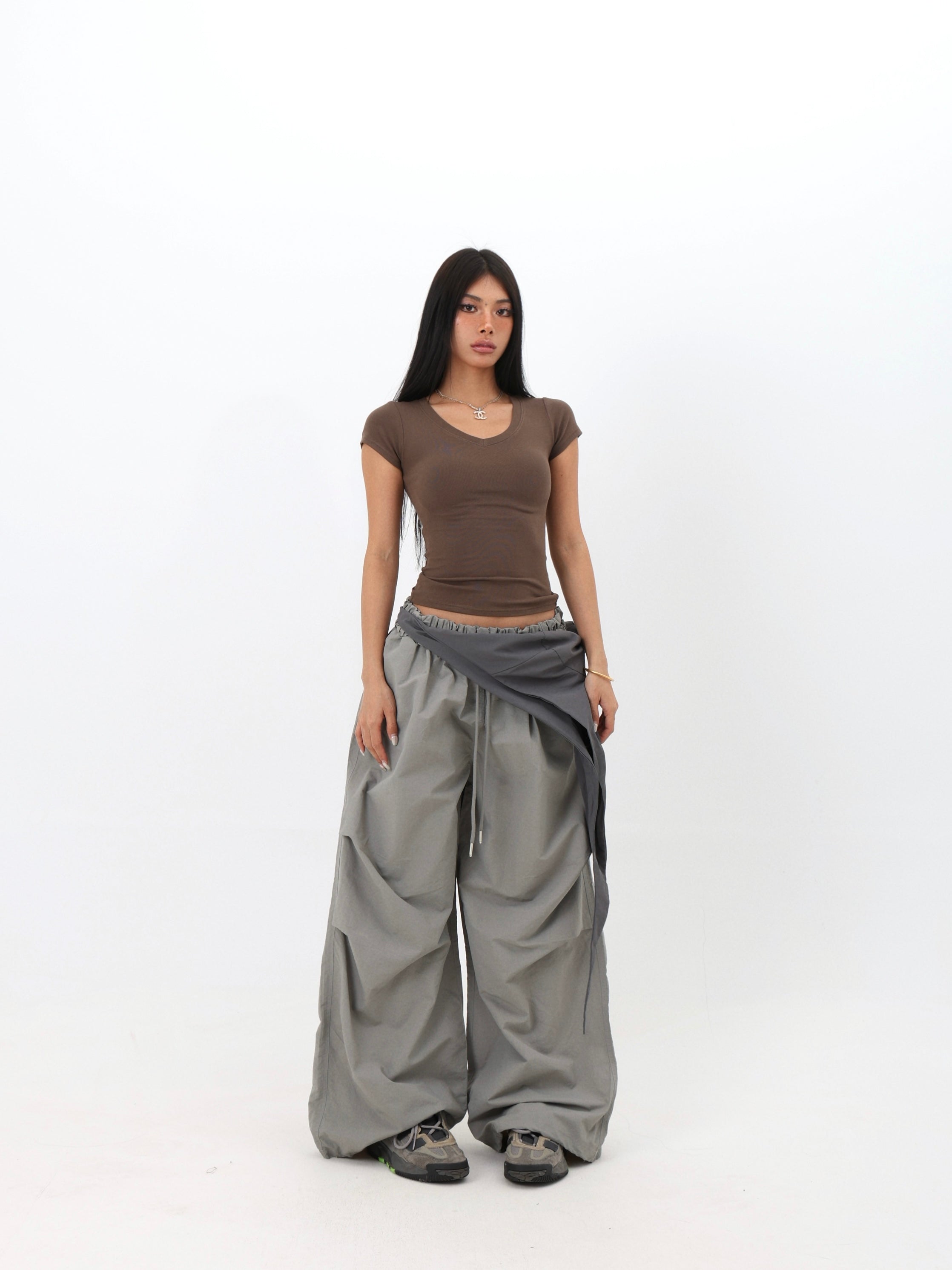 Wrap Waist Parachute Pants