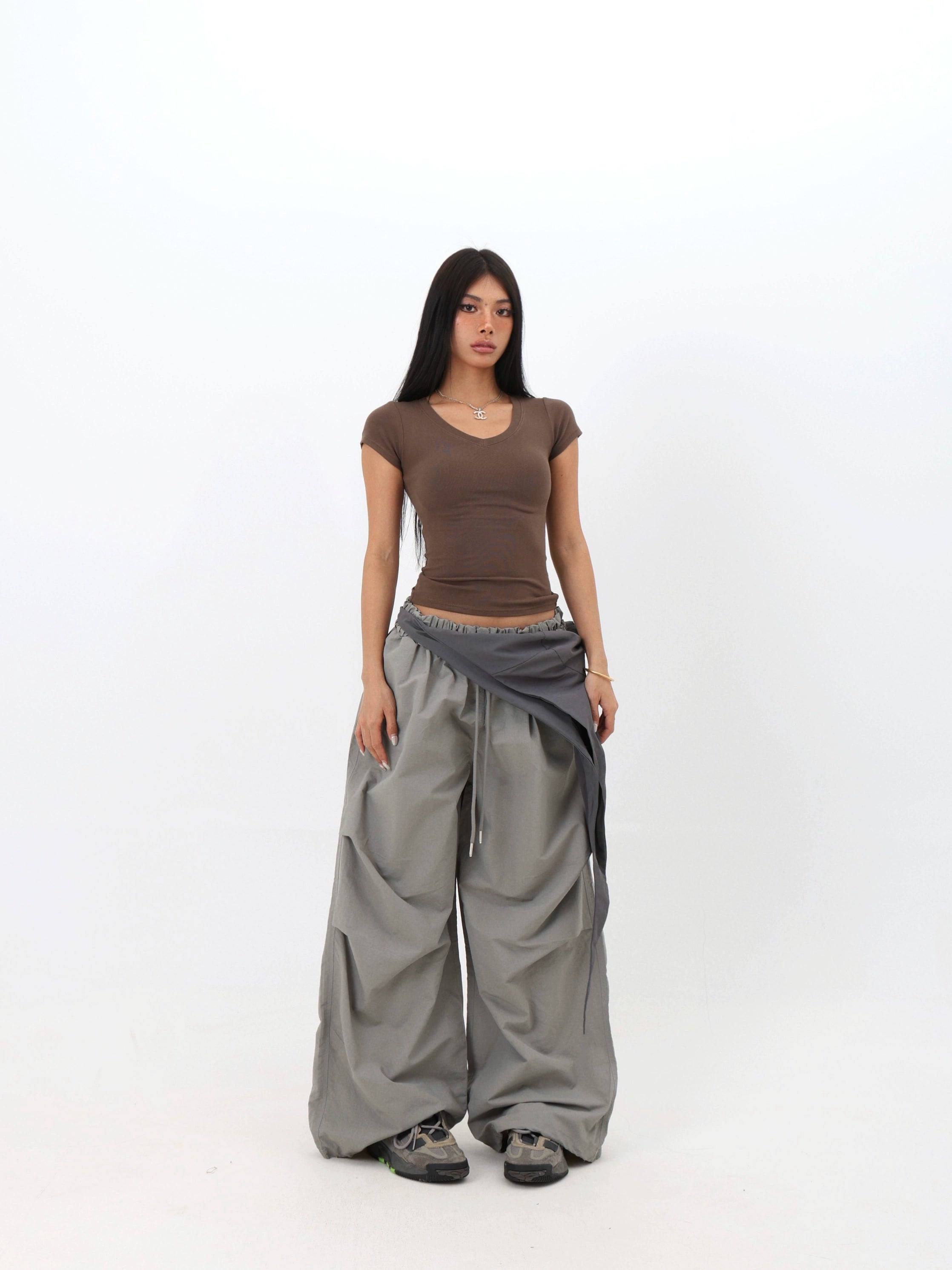 Wrap Waist Parachute Pants