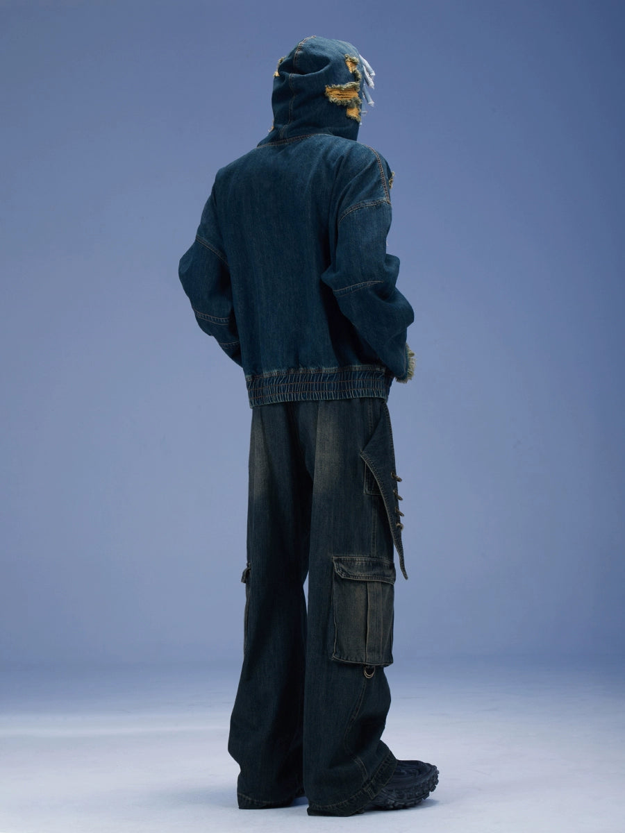 Lace-Up Pocket Cargo Jeans