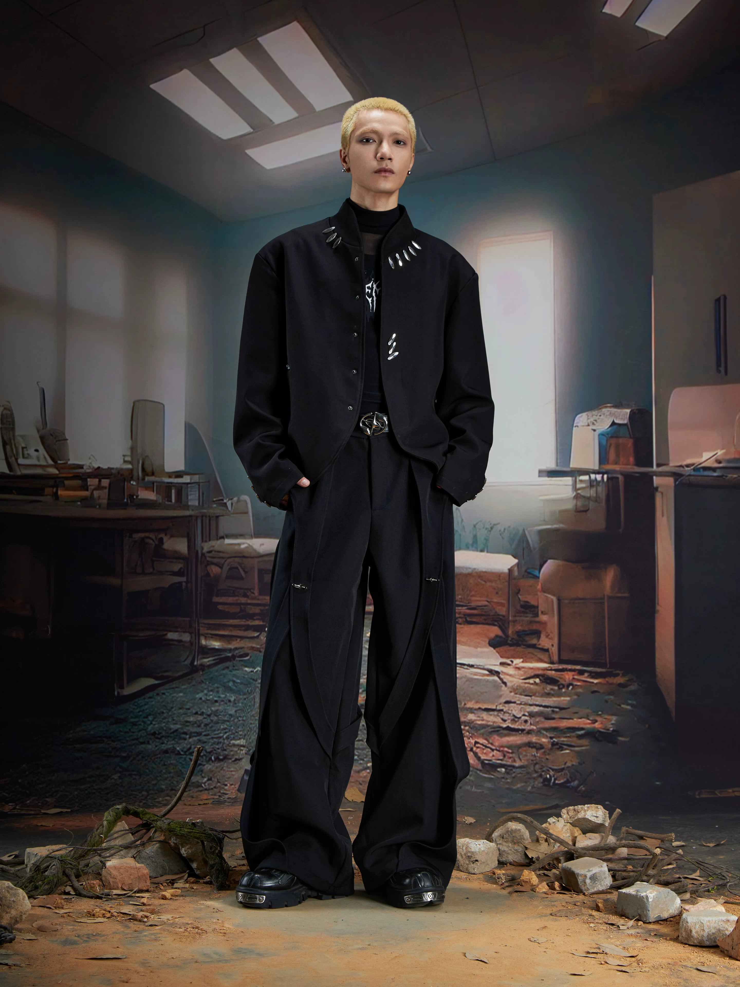 Midnight Eclipse Draped Flare Trousers