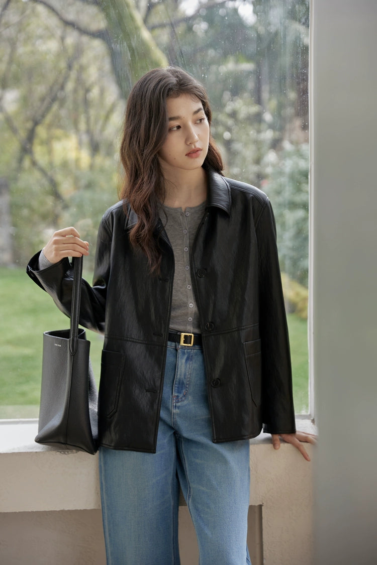 Vintage Short Leather Jacket