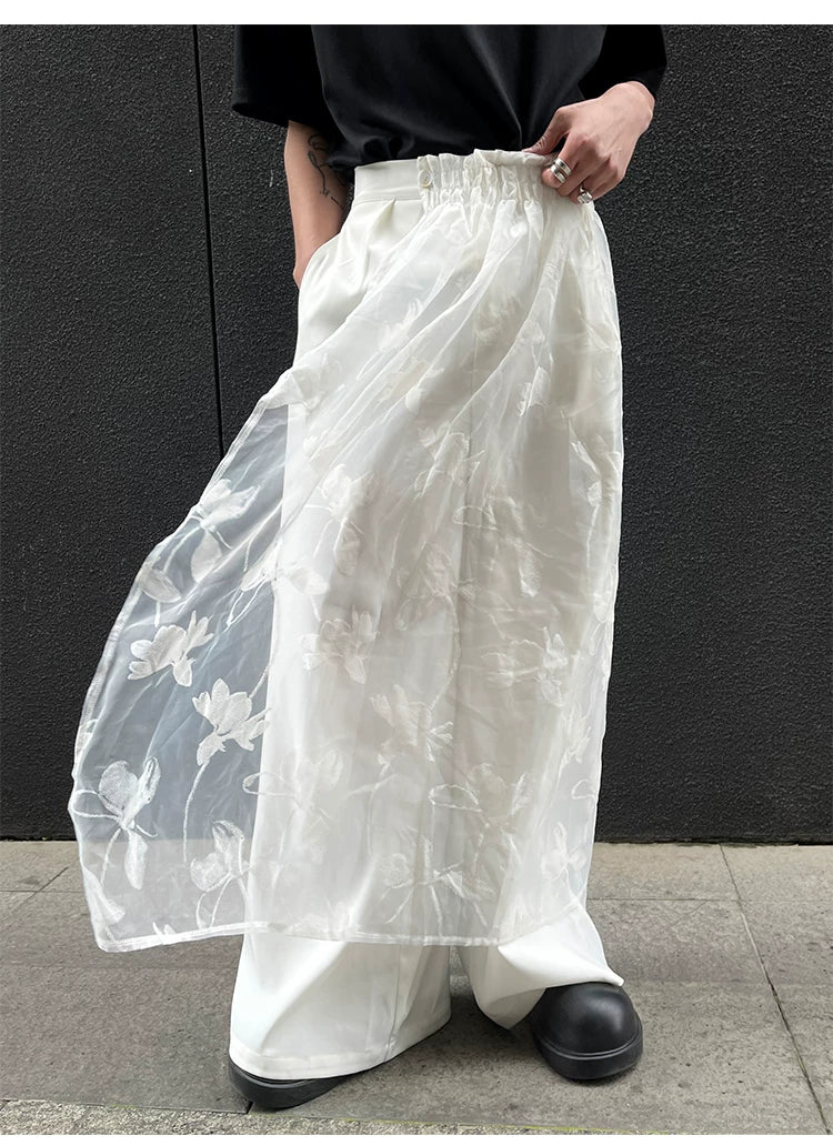 Ivory Veil Satin Train Trousers