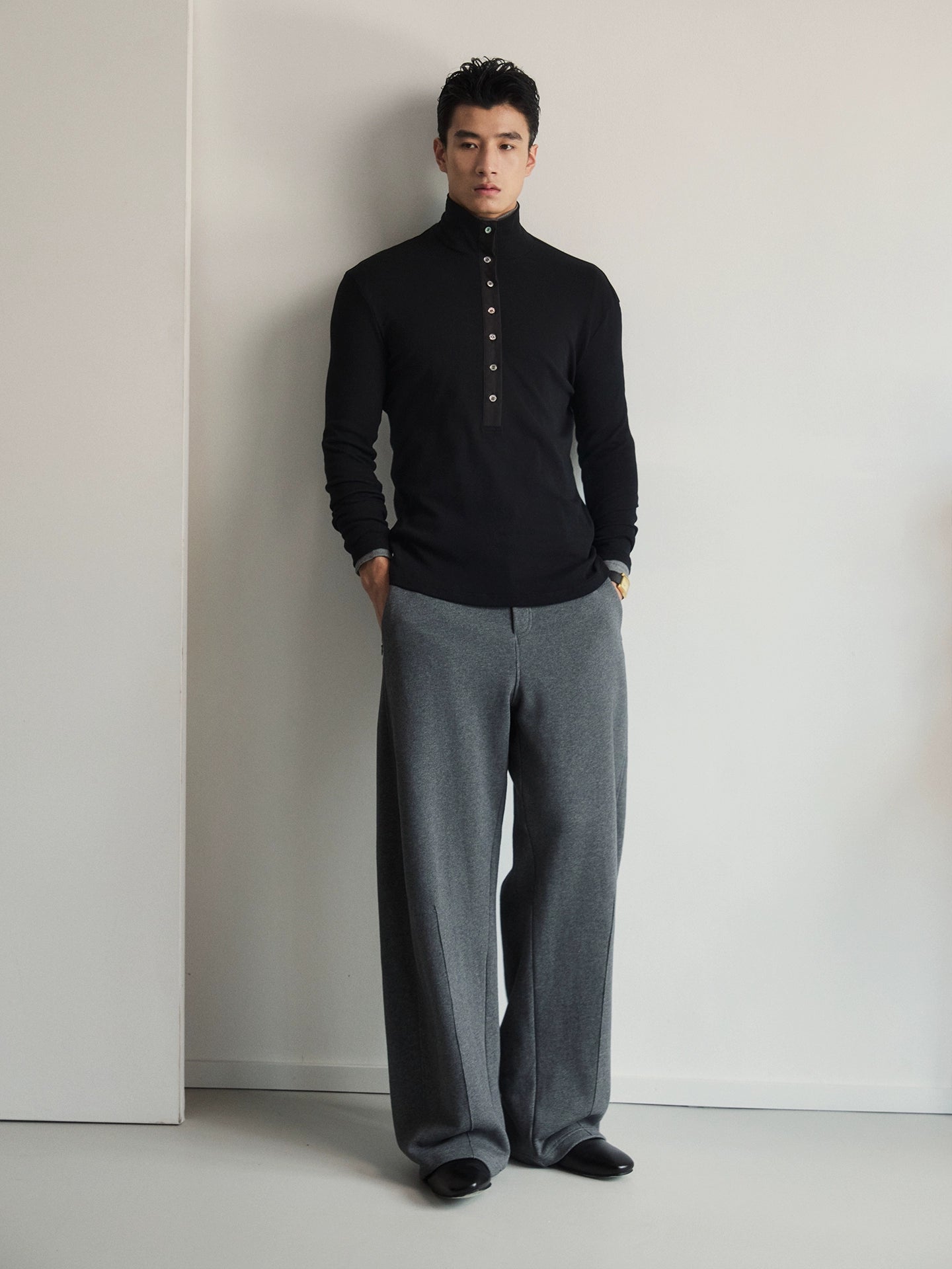 ShadowPlunge Contrast Placket Polo