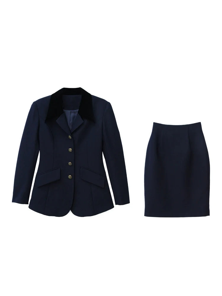 Navy Blazer and Skirt Suit Setup