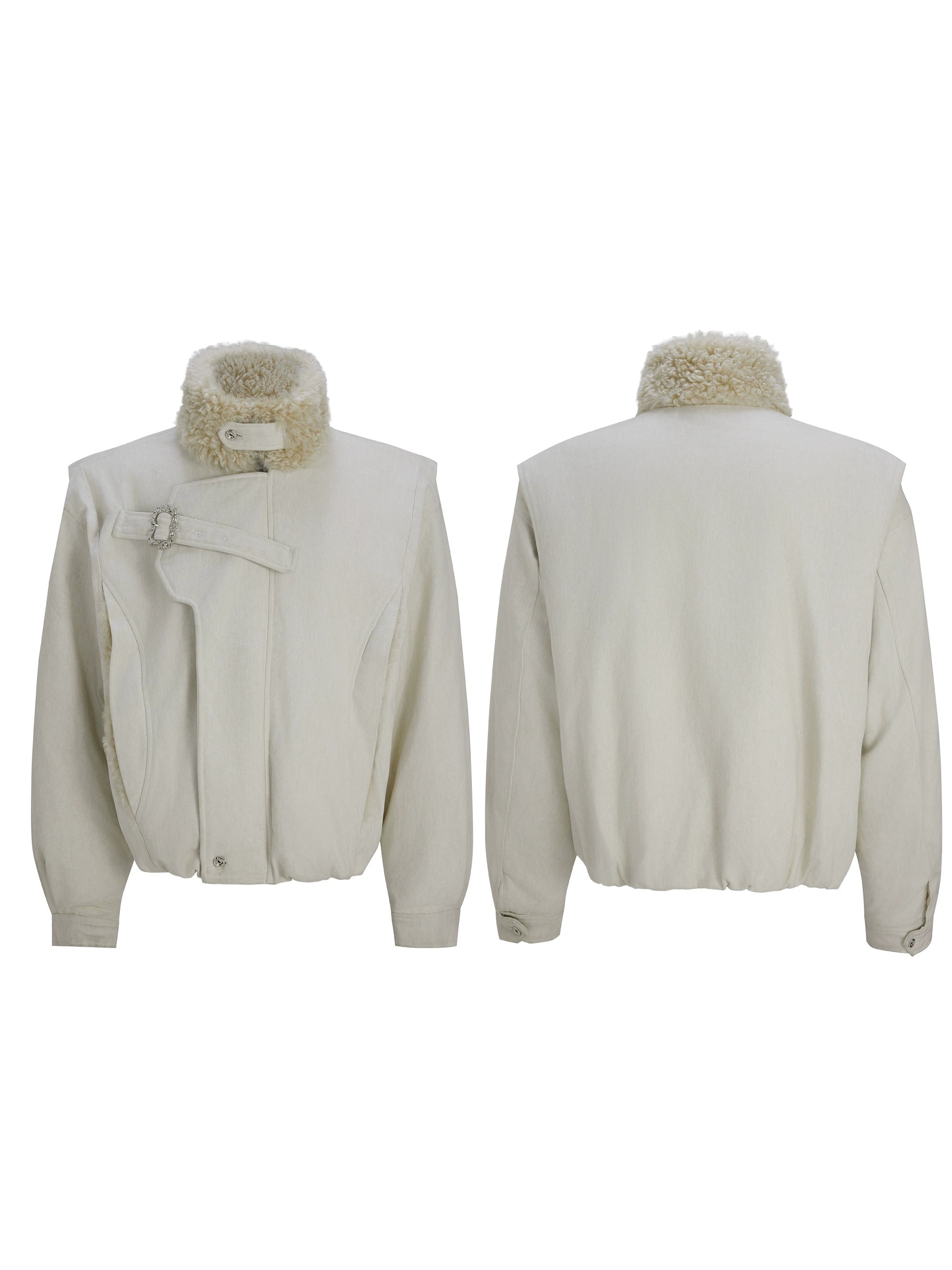 Buckle Neck Sherpa Collar Jackets