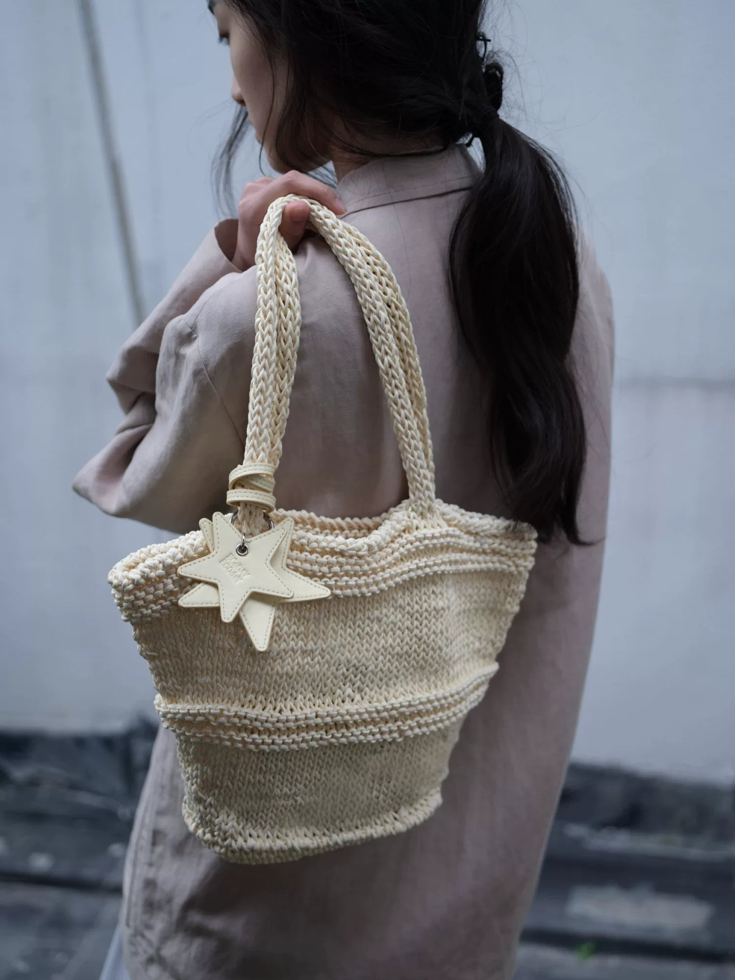 Star-Charm Woven Beach Tote with Pouch - view 2