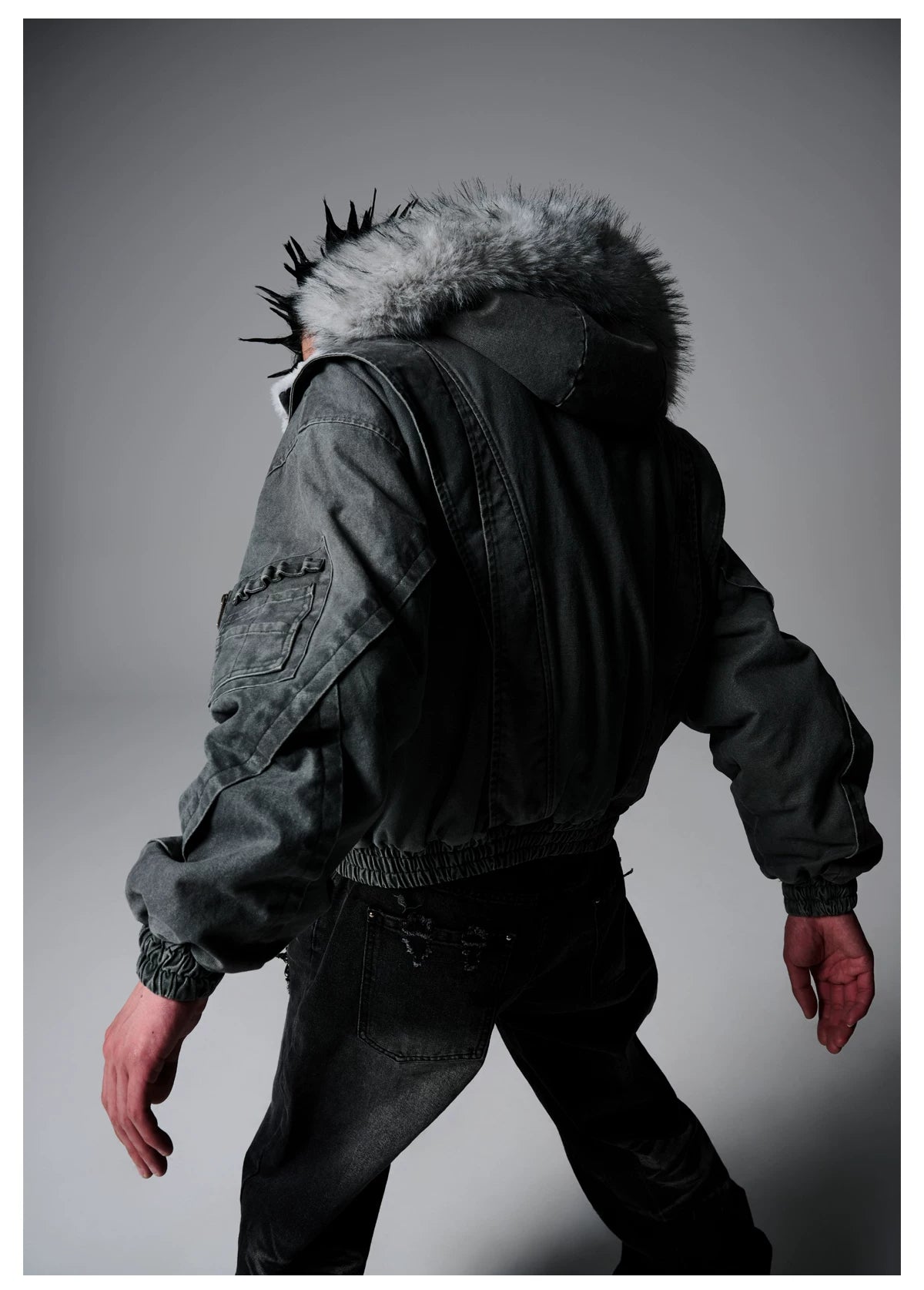 Ashfall Faux Fur Hooded Bomber Jacket