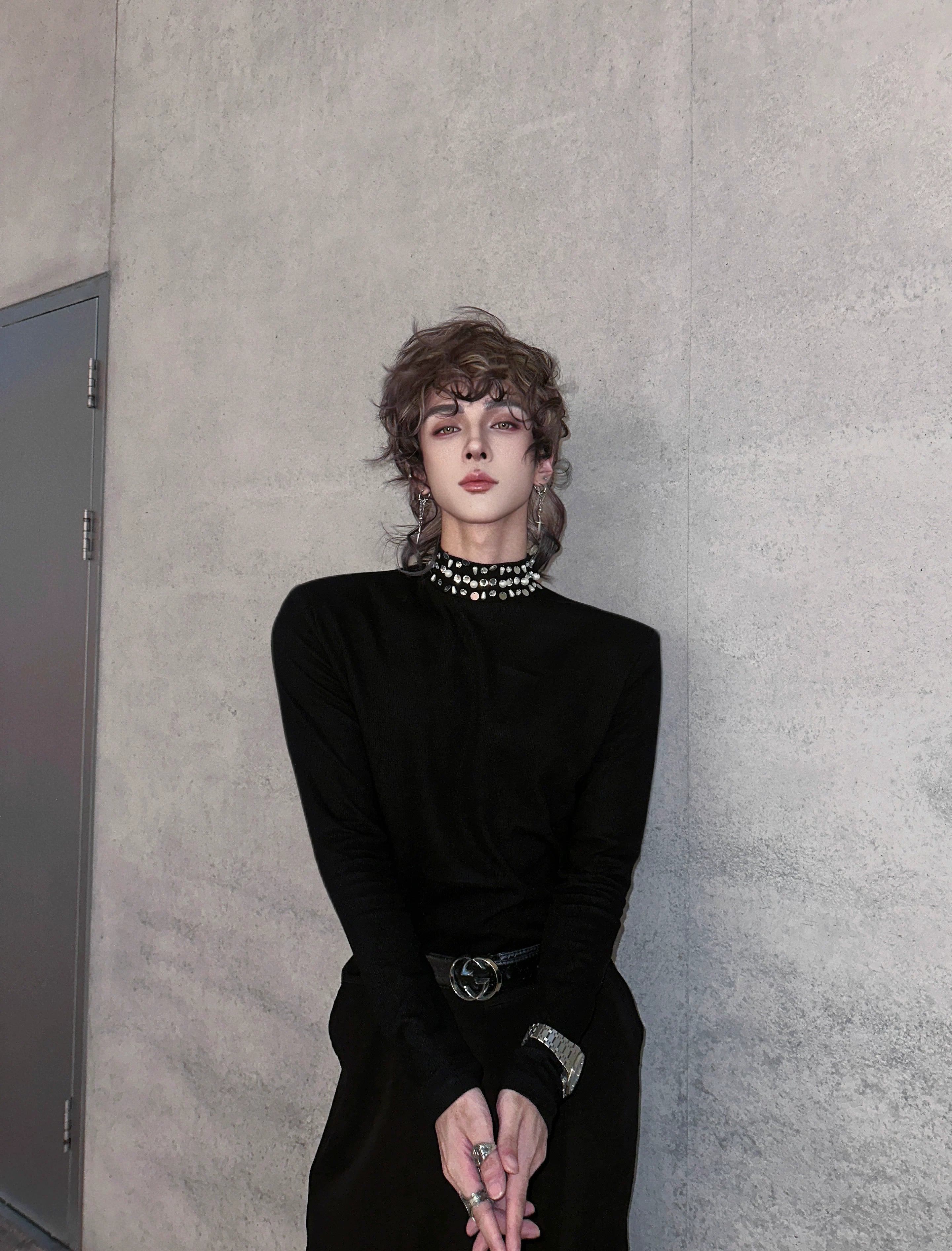 Starlit Collar Crystal Knit Top