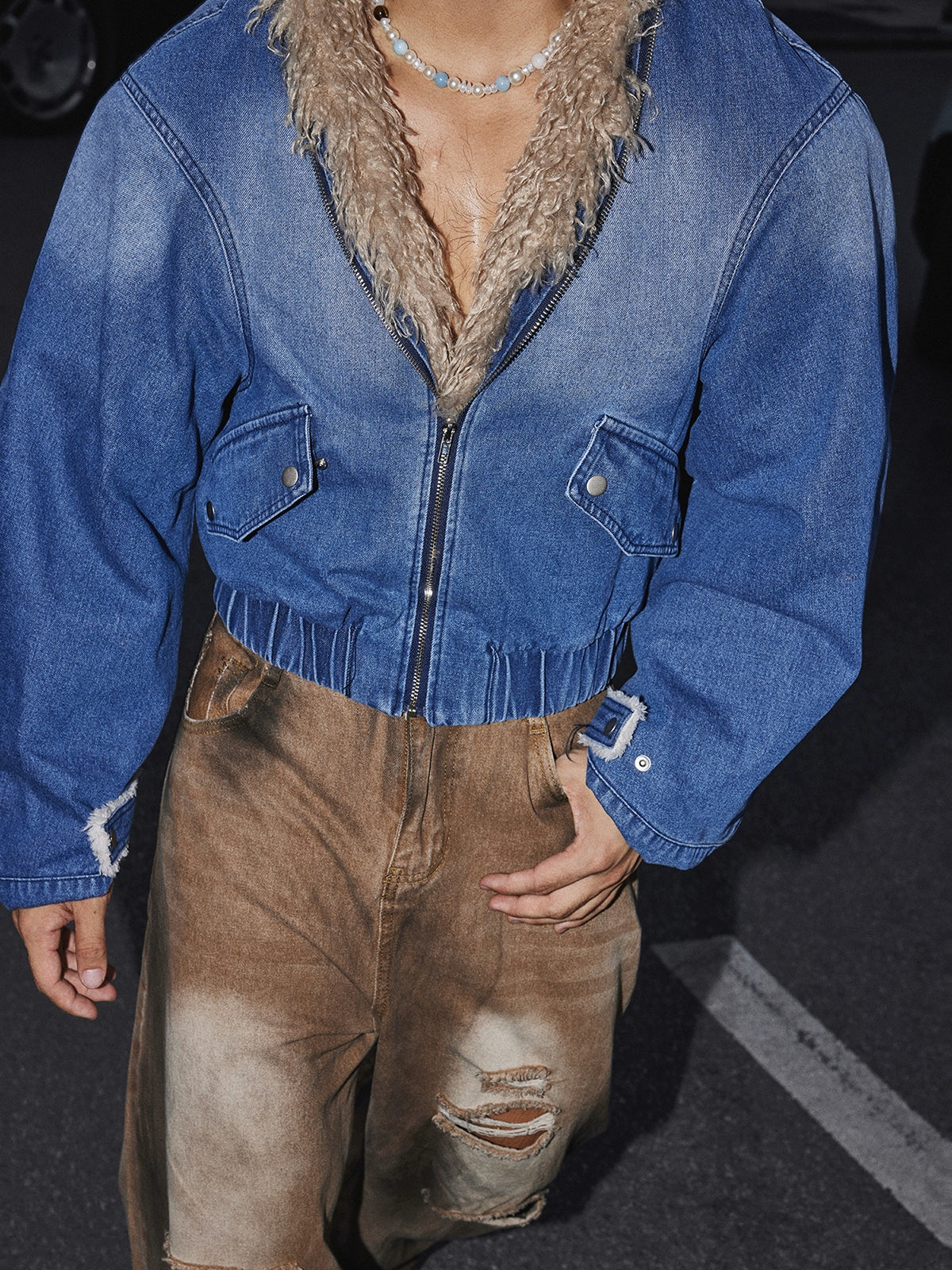 Frosted Rebel Shearling Denim Jacket