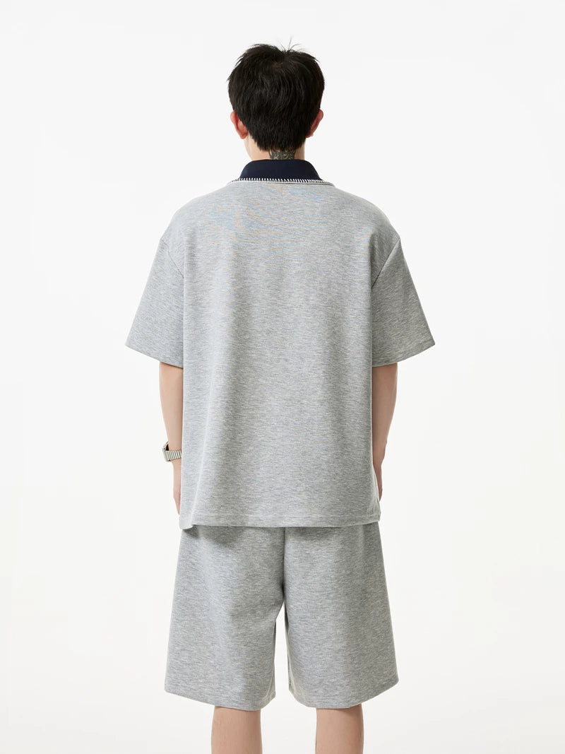 Contrast Collar Quarter-Zip Sweatshirt