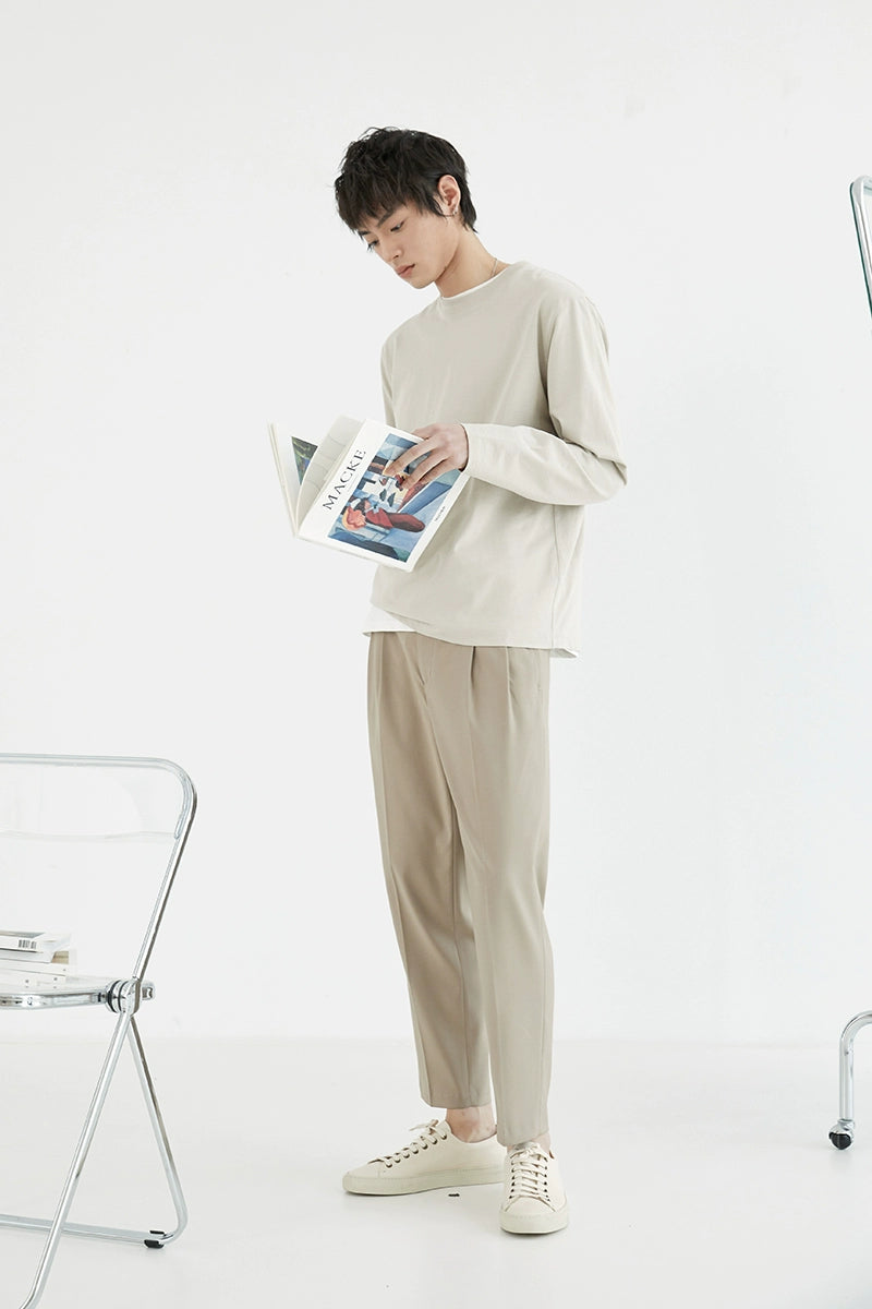 Pantalones de vestir de confort de doble plato