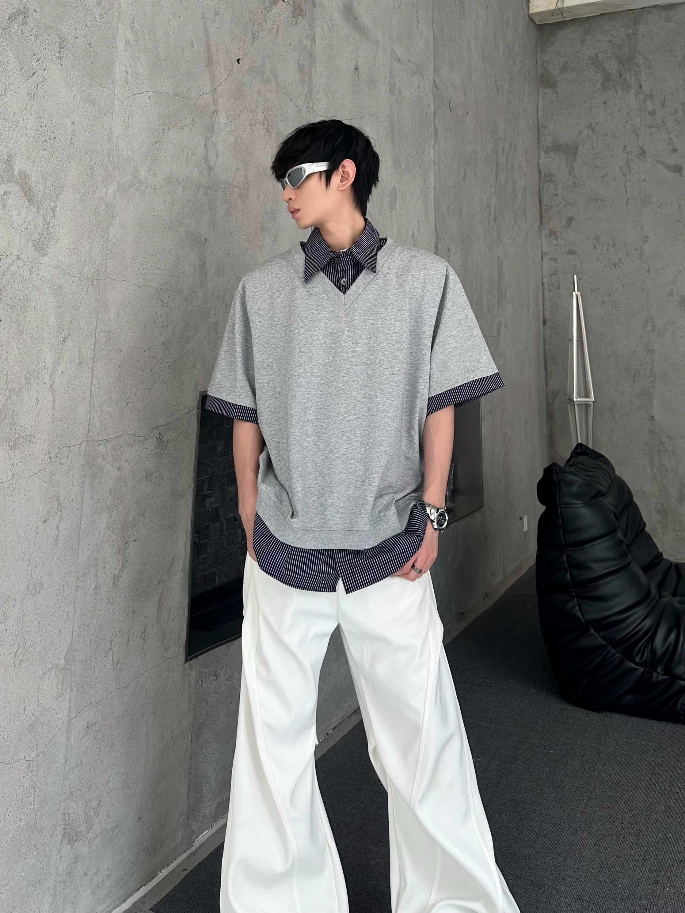 Ash Layered V-Neck Tee