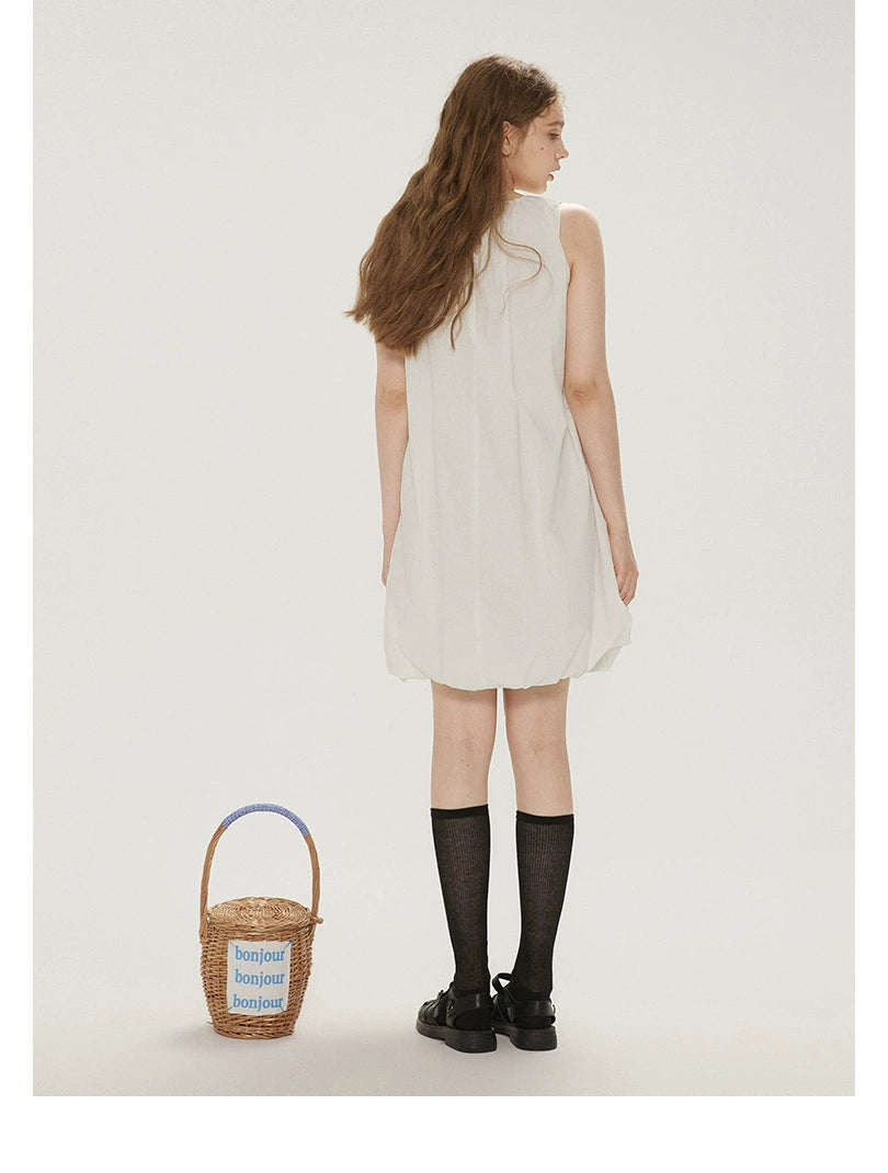 Bow Bubble Sleeveless Summer Dress