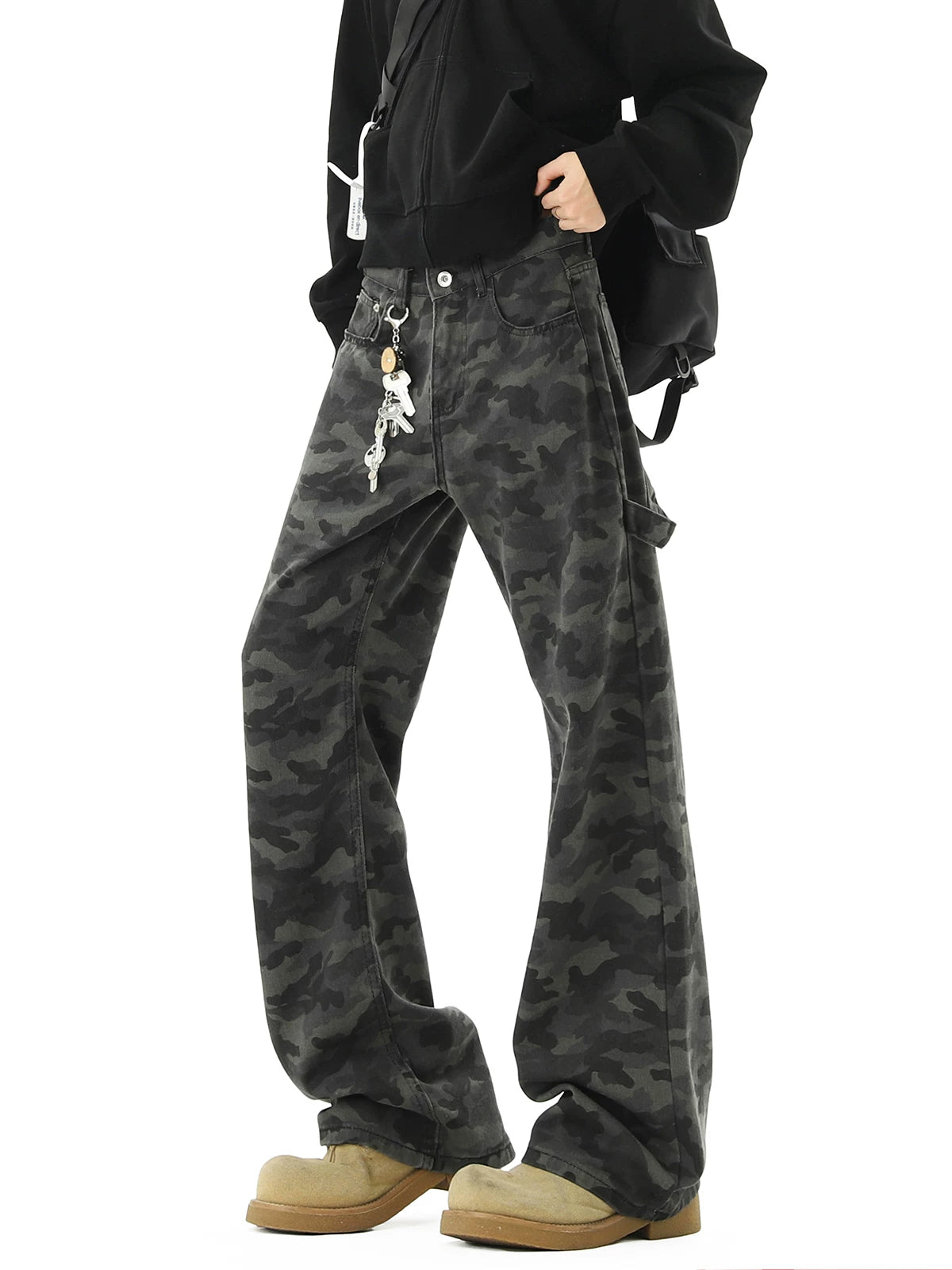Shadow Camo Ultra‑Wide Street Jeans