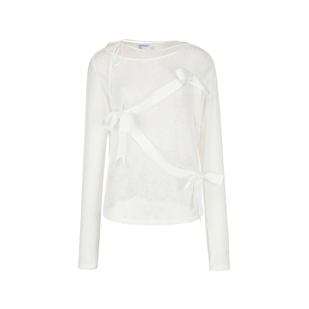 White Wrap Top with Bow Detail