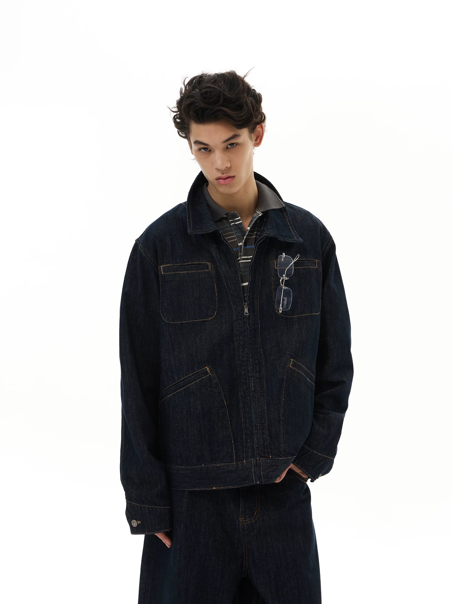 Midnight Track Zip Denim Jacket