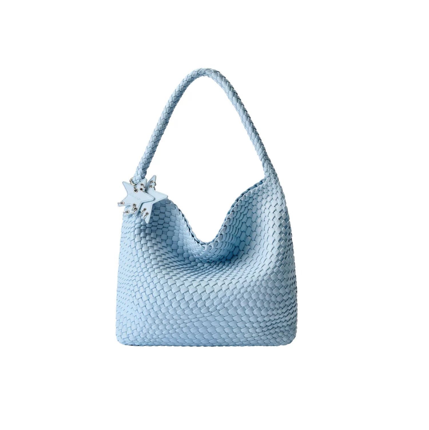 Metallic Braided Star Hobo Tote - Blue / Large
