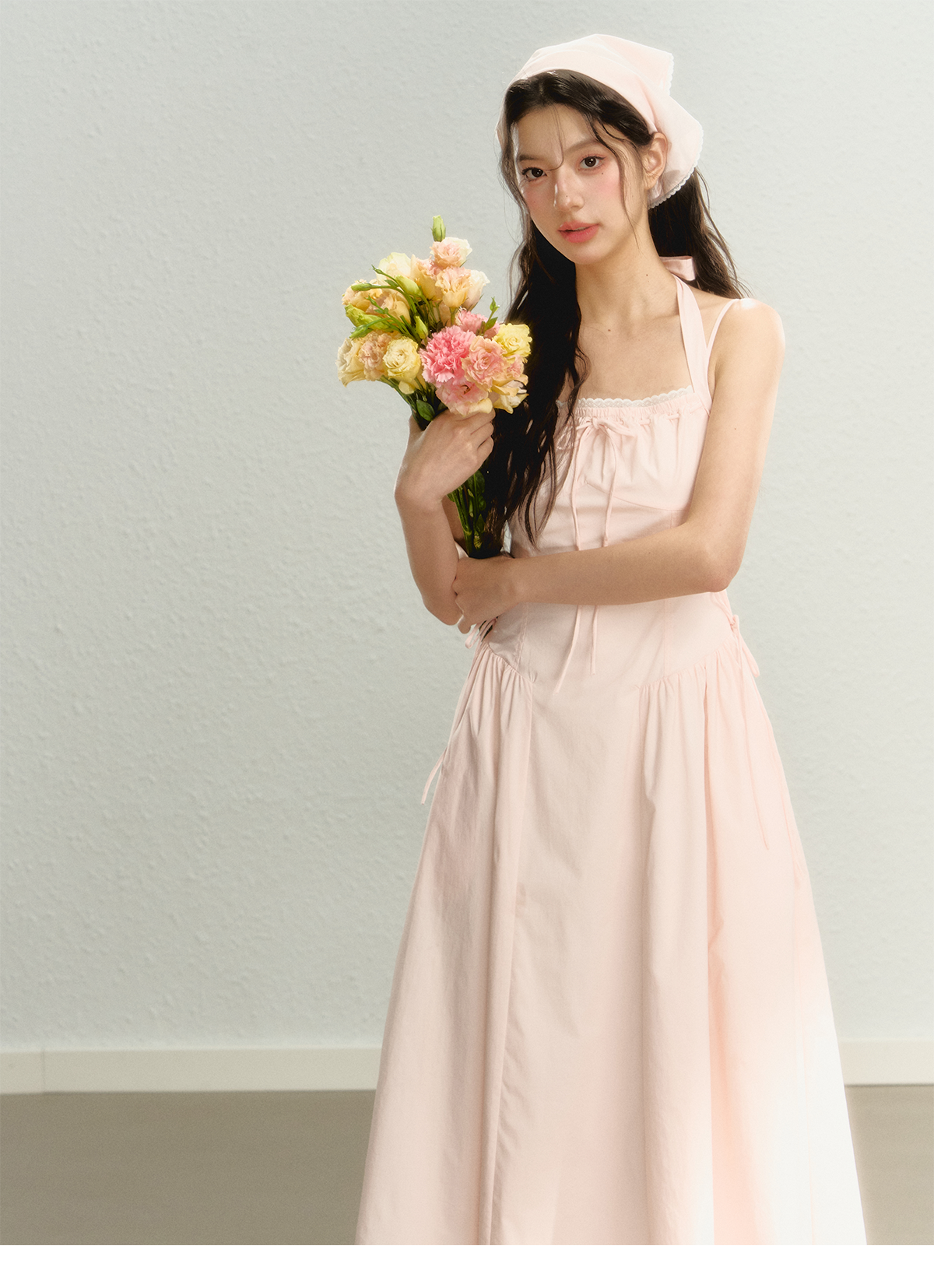 Pink Halter Bow Maxi Summer Dress