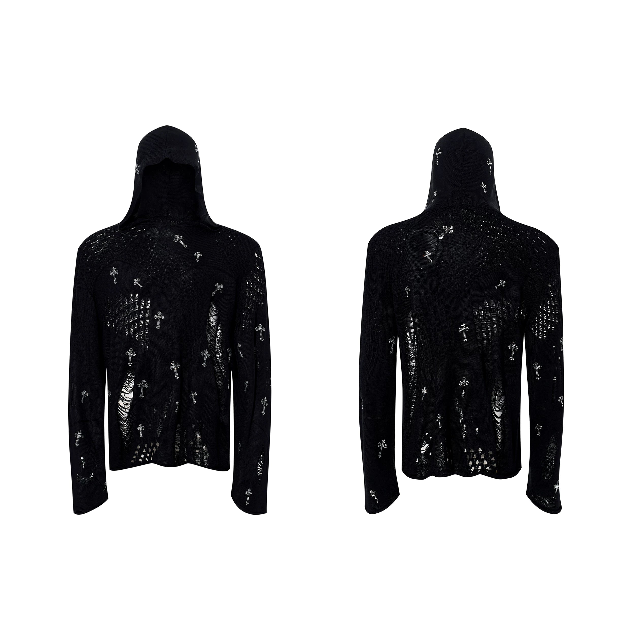 Fallen Cross Shred Knit Hoodie