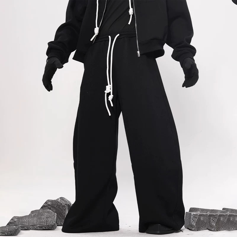 Granite Drift Wide‑Leg Fleece Sweat Pants