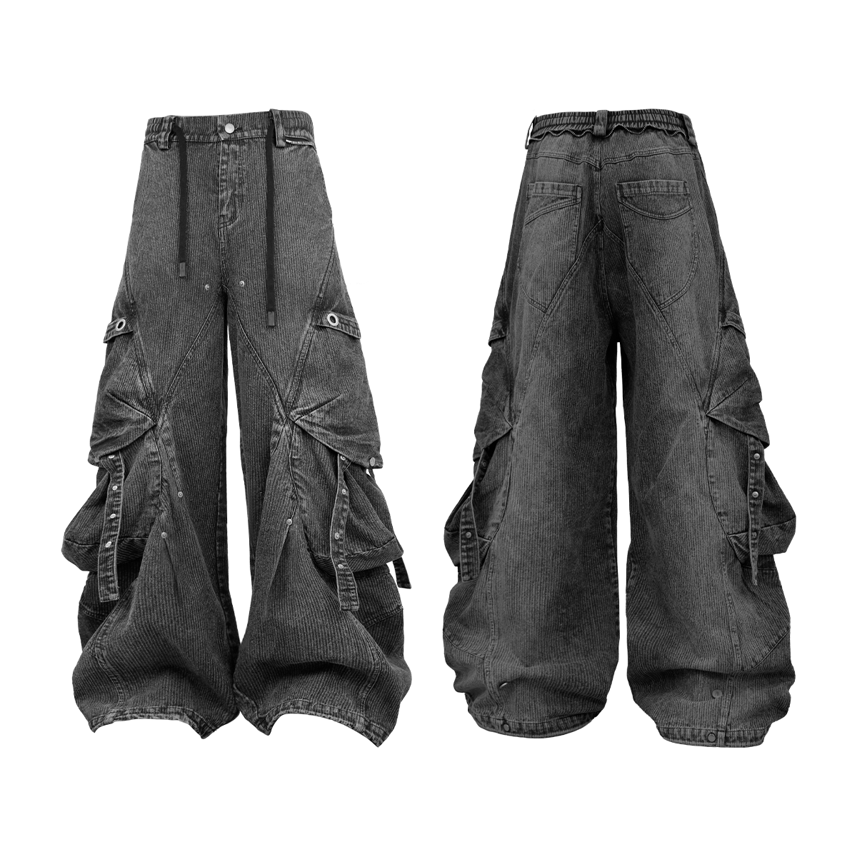 Layered Pocket Barrel Leg Jeans