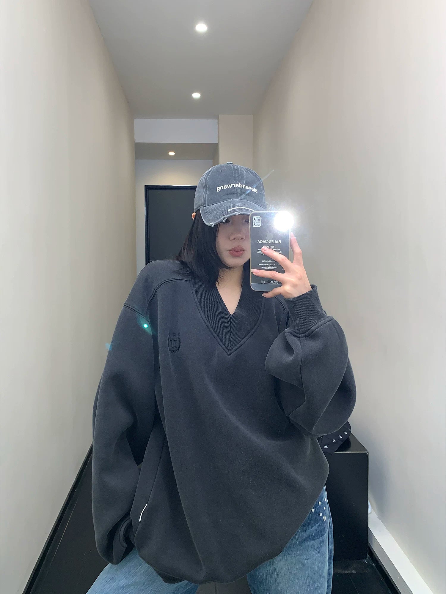 Crest V-Neck Sweatshirt