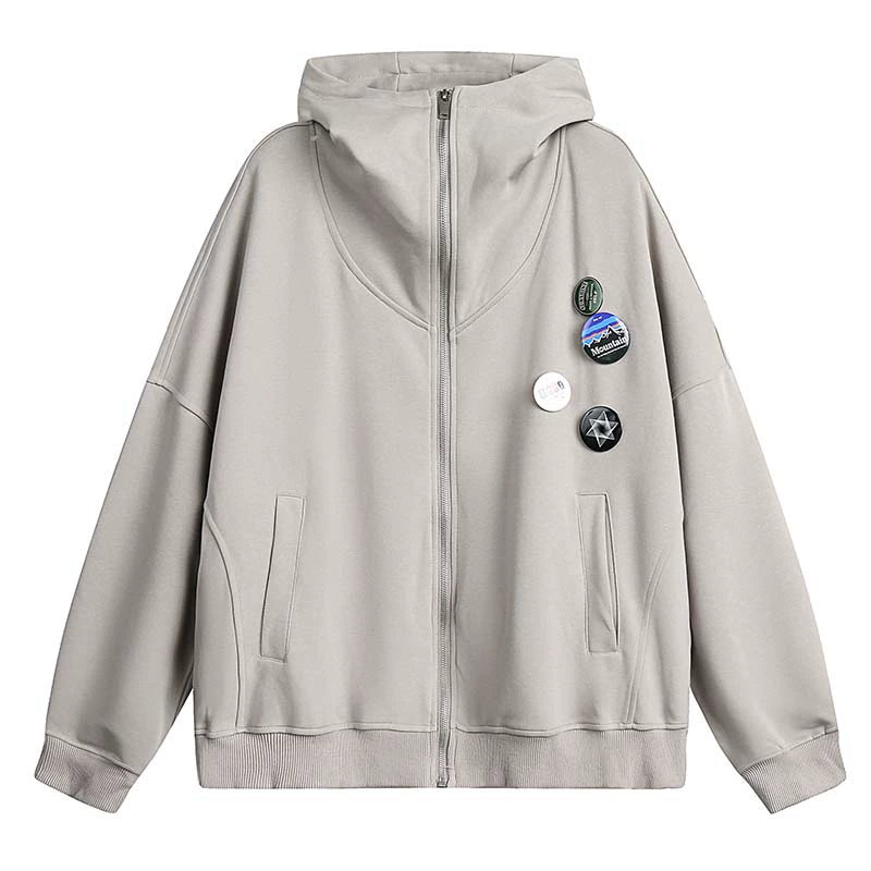 Manteau gris à capuche zippé