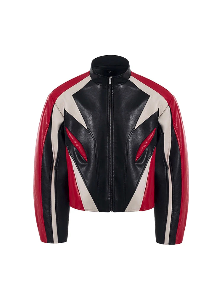 Tricolor Racing Leather Jacket
