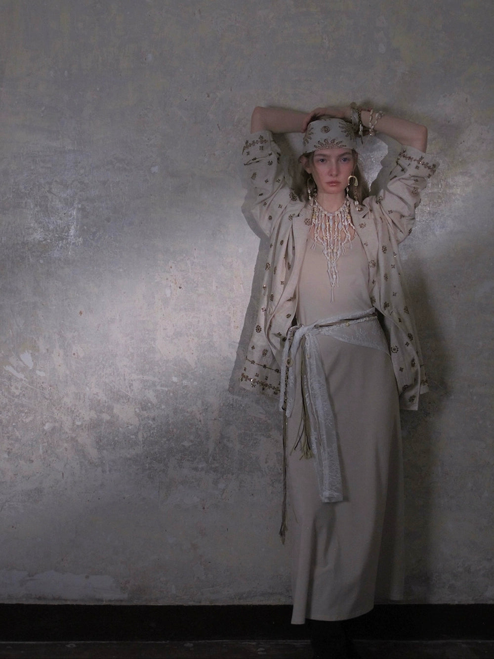 Wide-Leg Embroidered Linen Pants and Suit