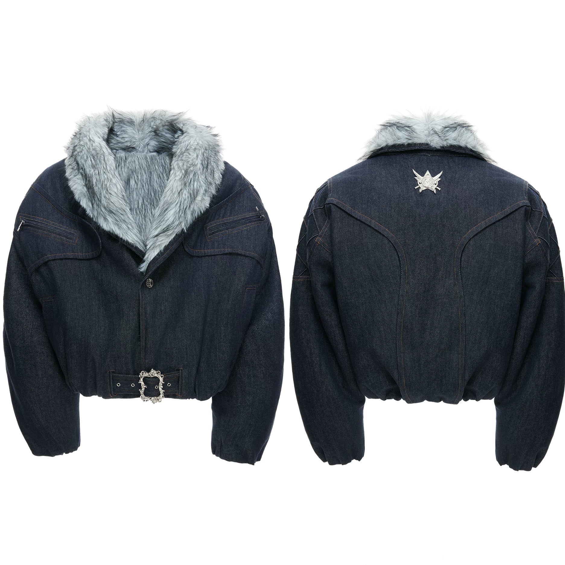 Frostmane Cavalry Faux-Fur Denim Blouson