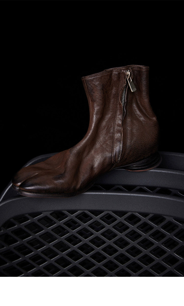 Black Leather Tabi Boots