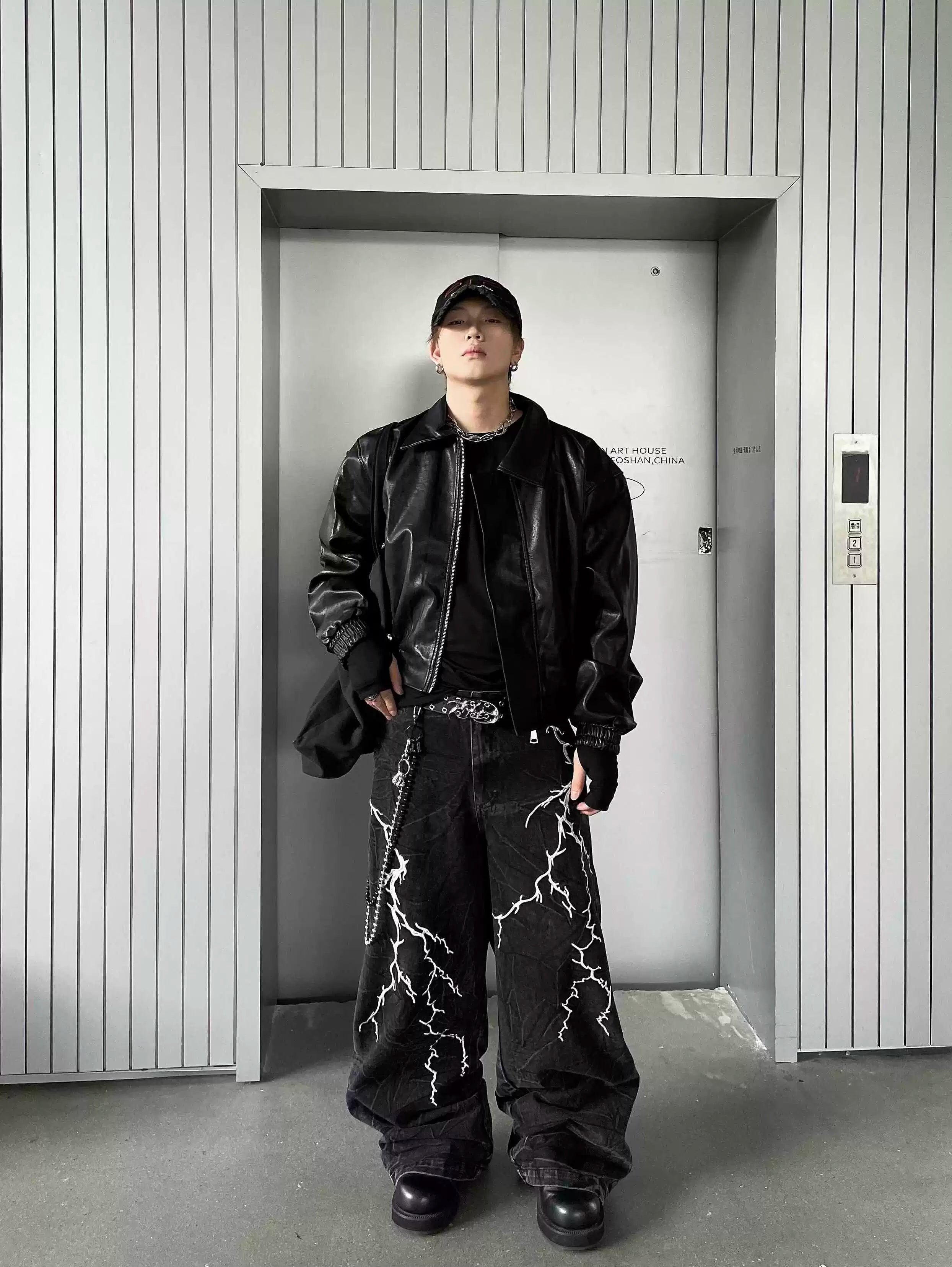 Black Faux PU Leather Bomber Jacket