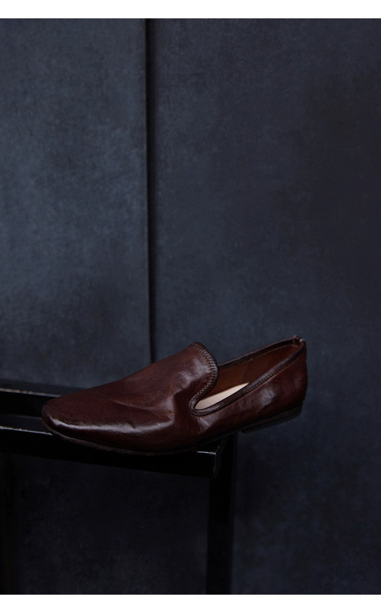 Colorful Leather Square Toe Loafers