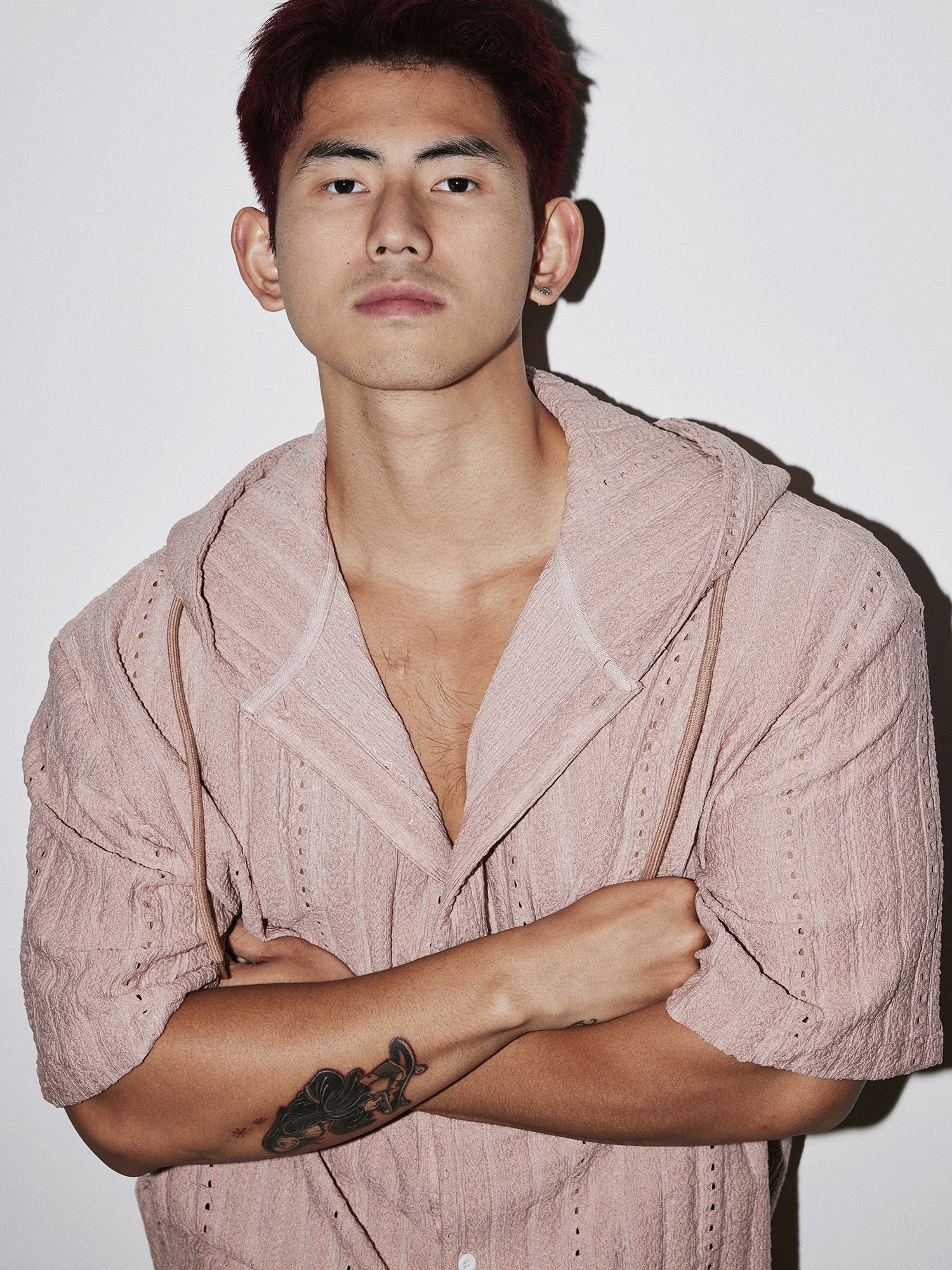 Blush Dune Hooded Textured Shirt