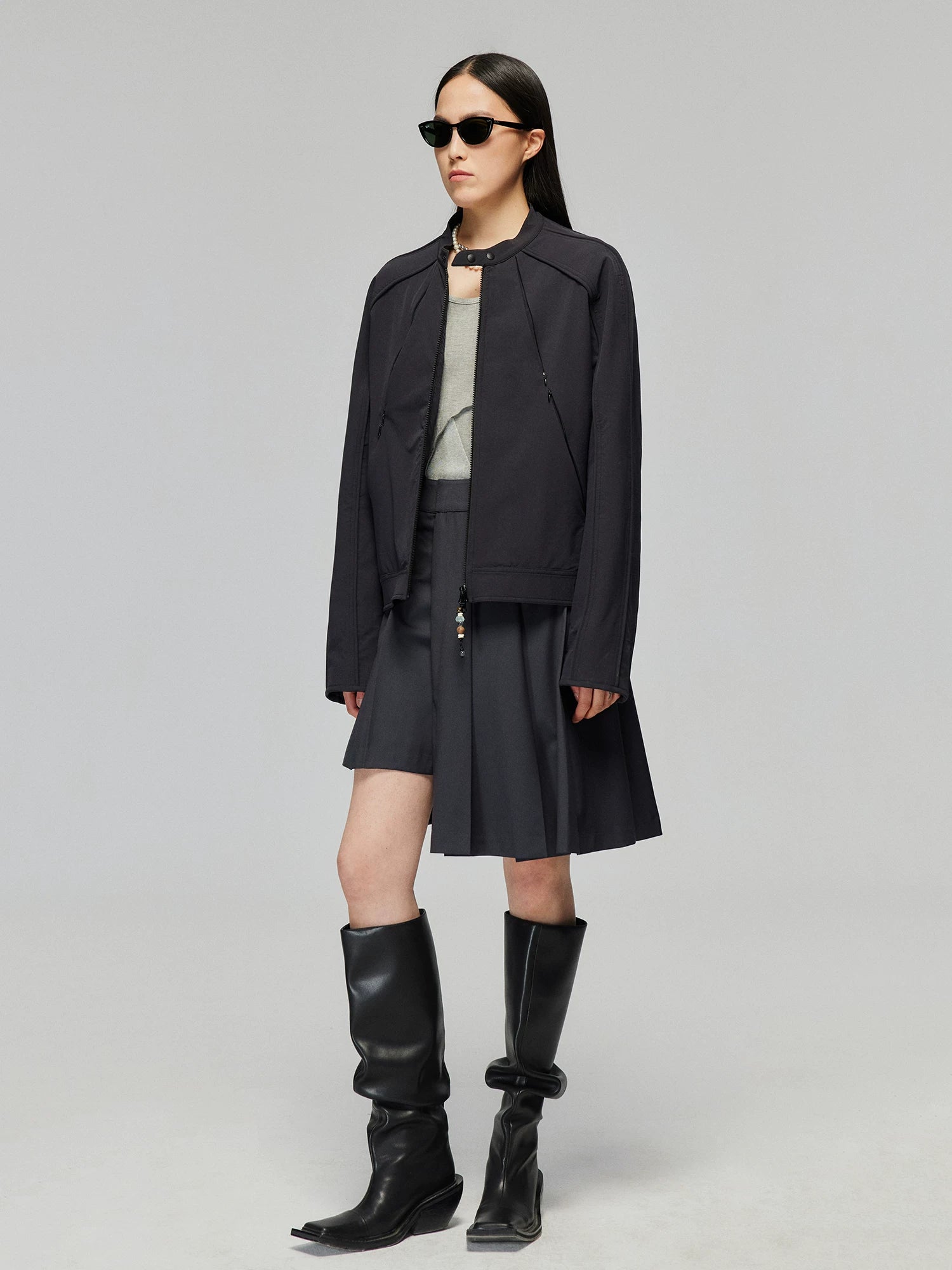 Asym Pleated Mini Skirt