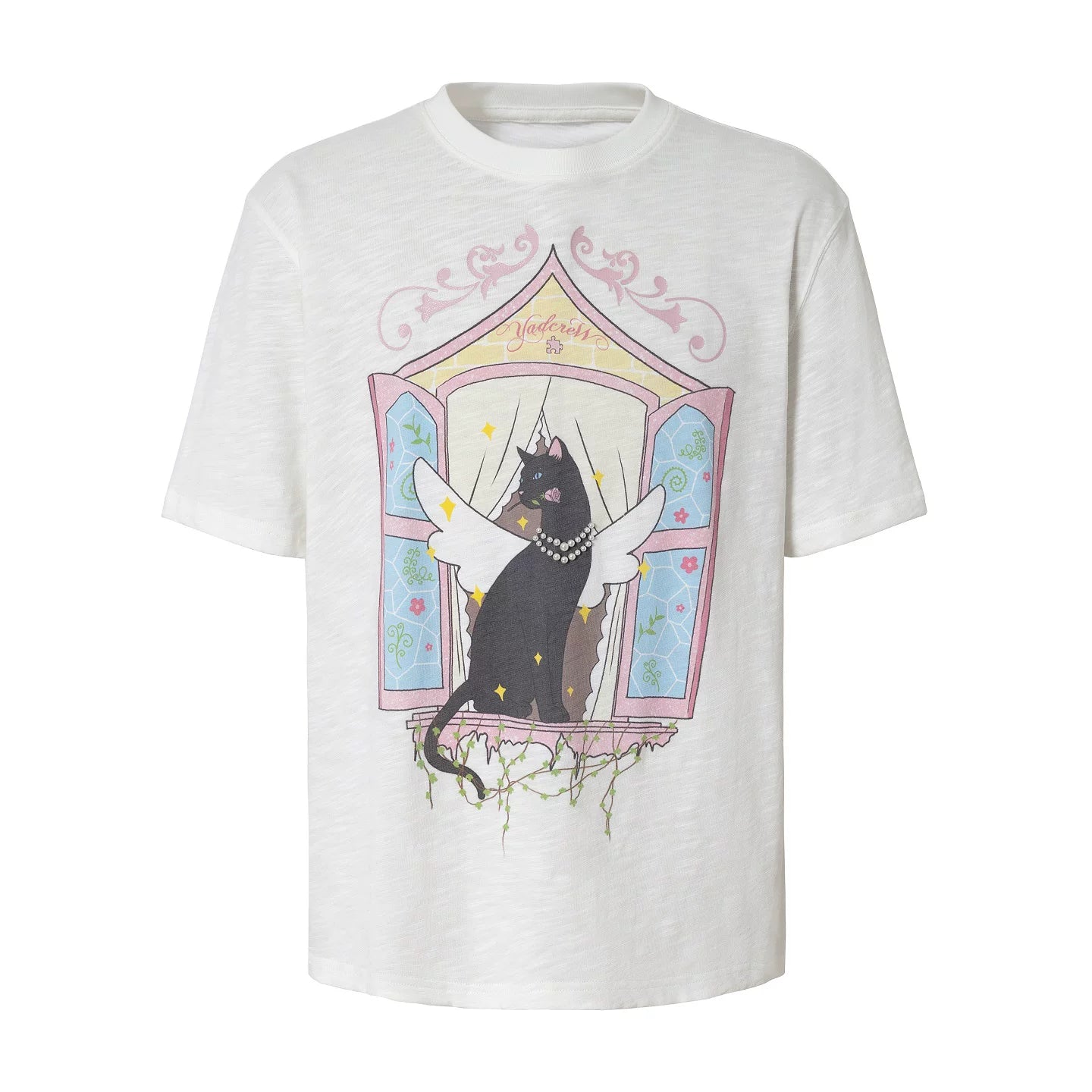Winged Cat Window Graphic T Shirt
