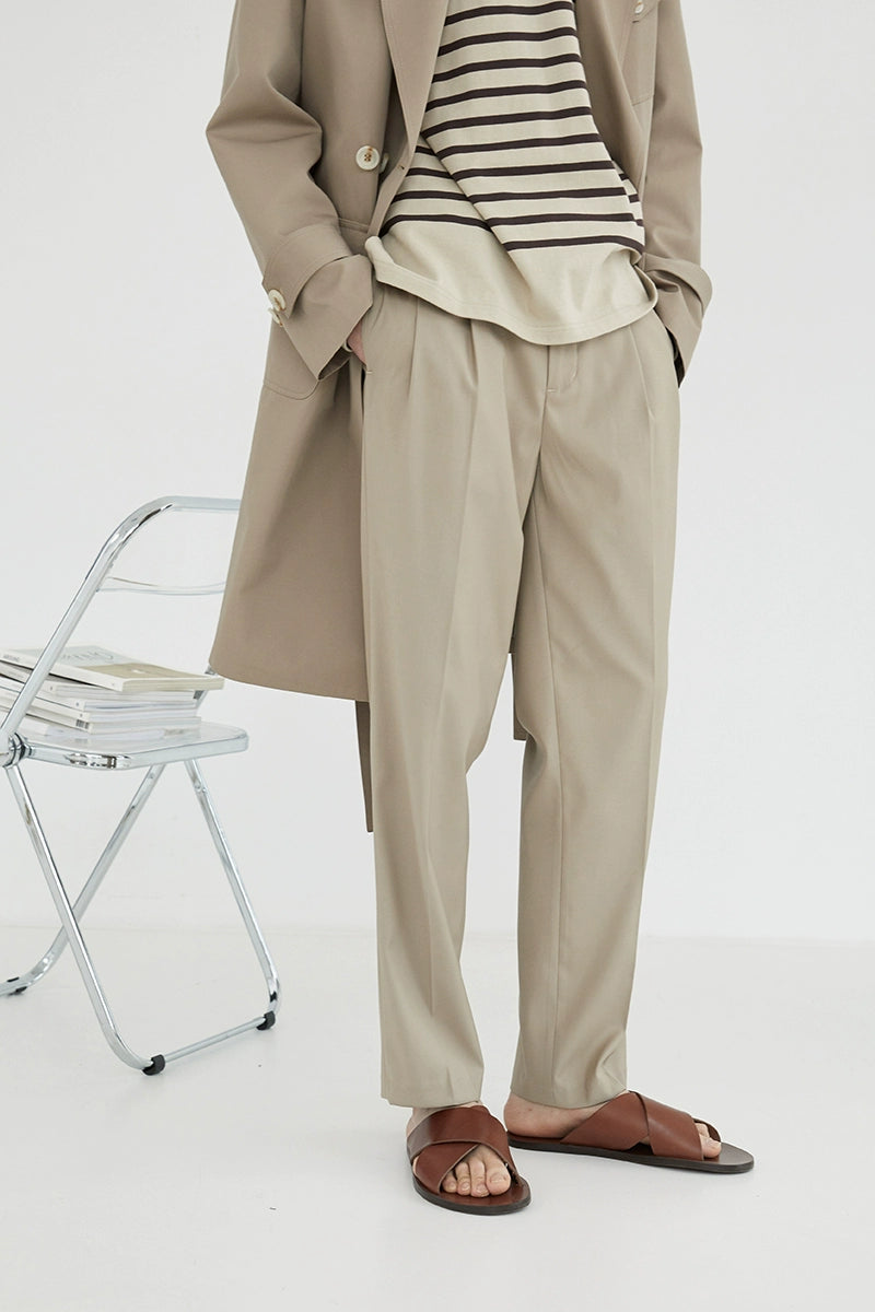 Pantalones de vestir de confort de doble plato