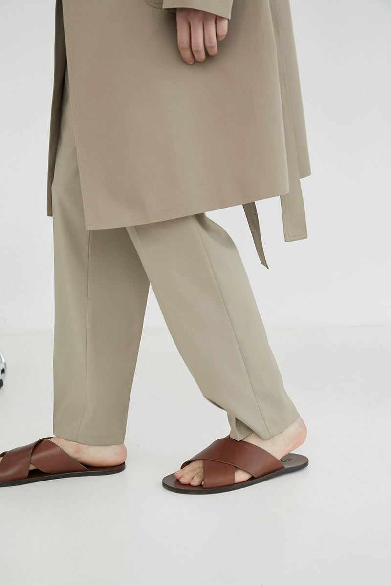 Pantalones de vestir de confort de doble plato