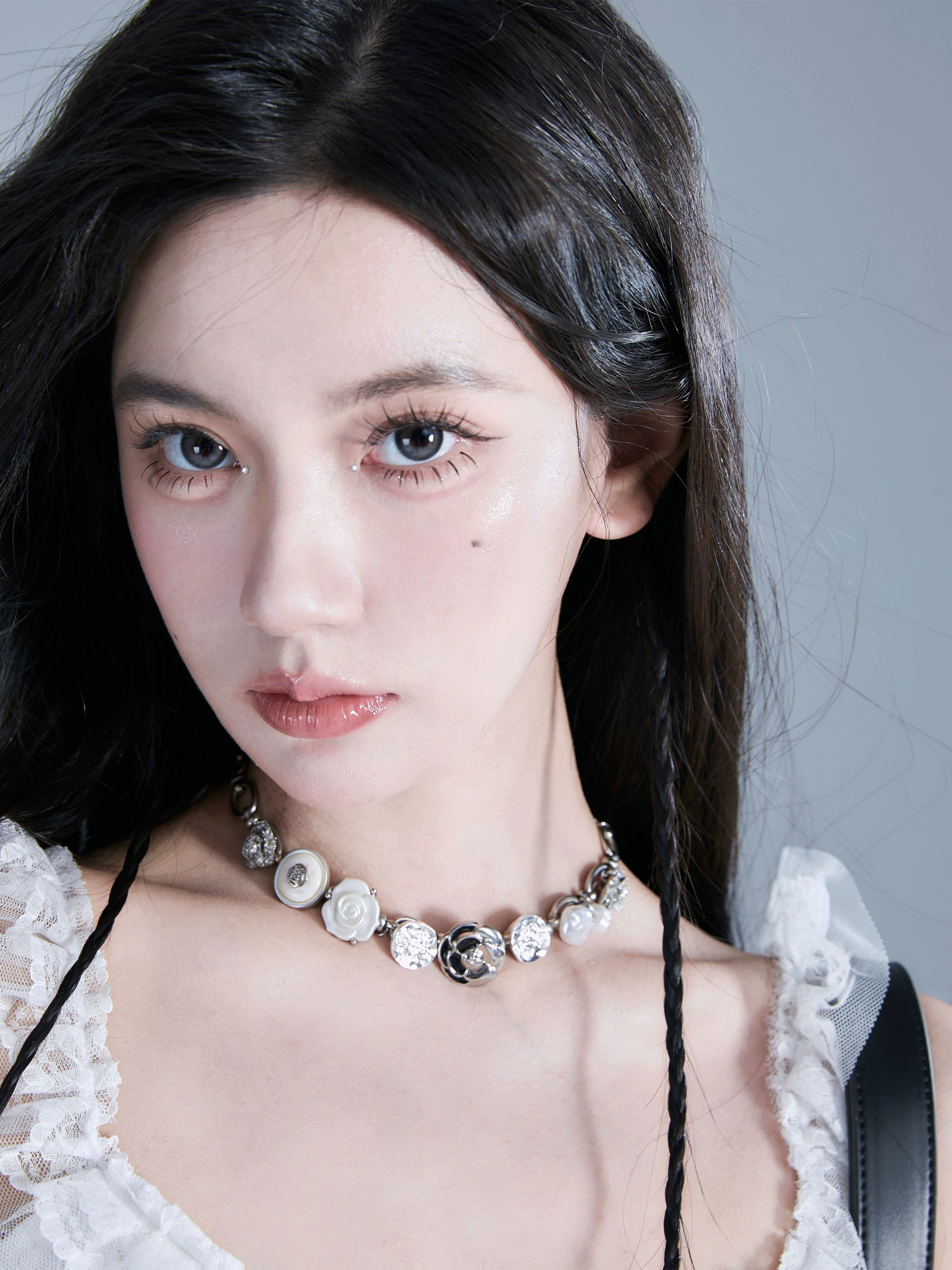 Vintage Rose Button Necklace