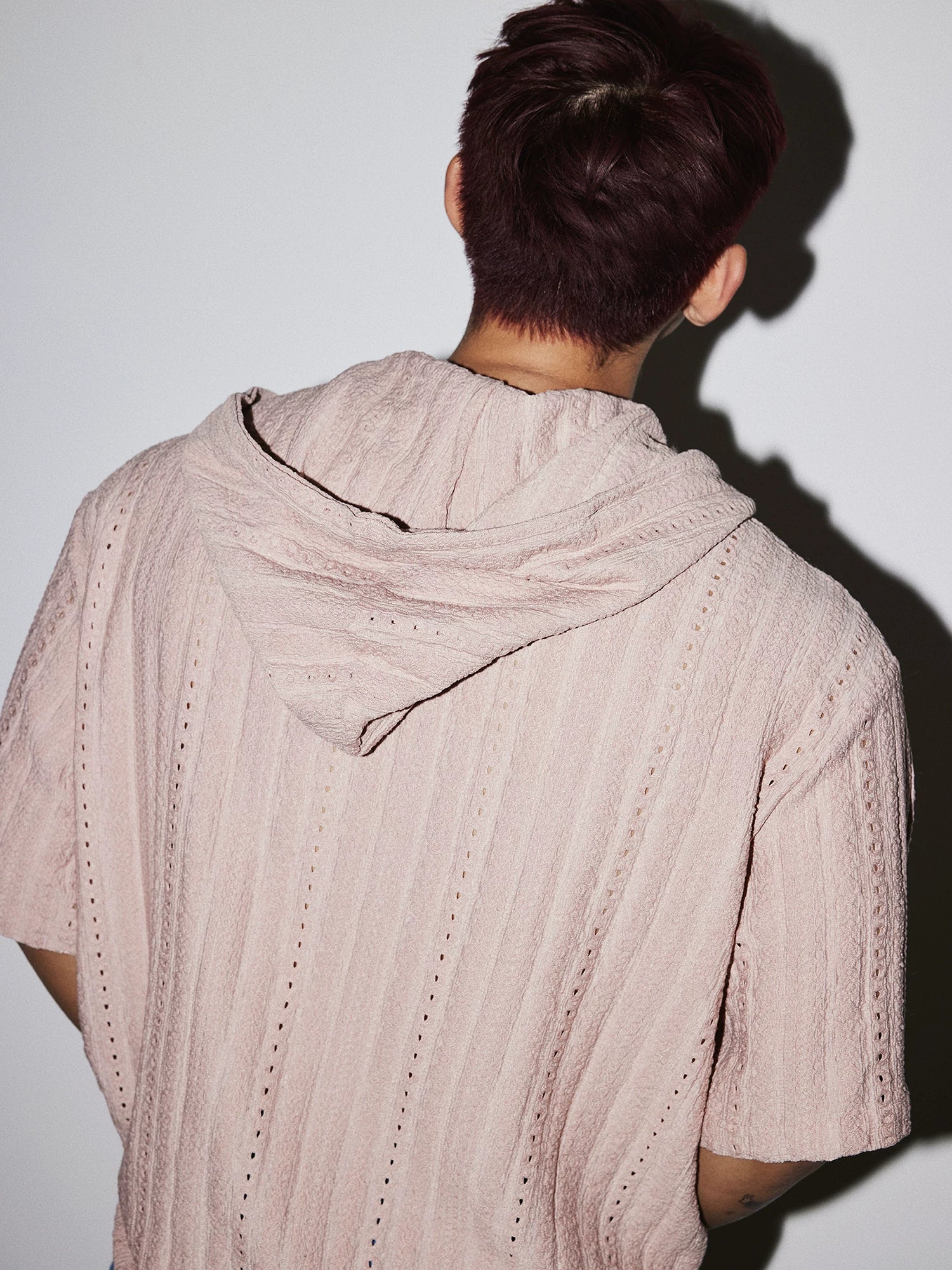 Blush Dune Hooded Textured Shirt