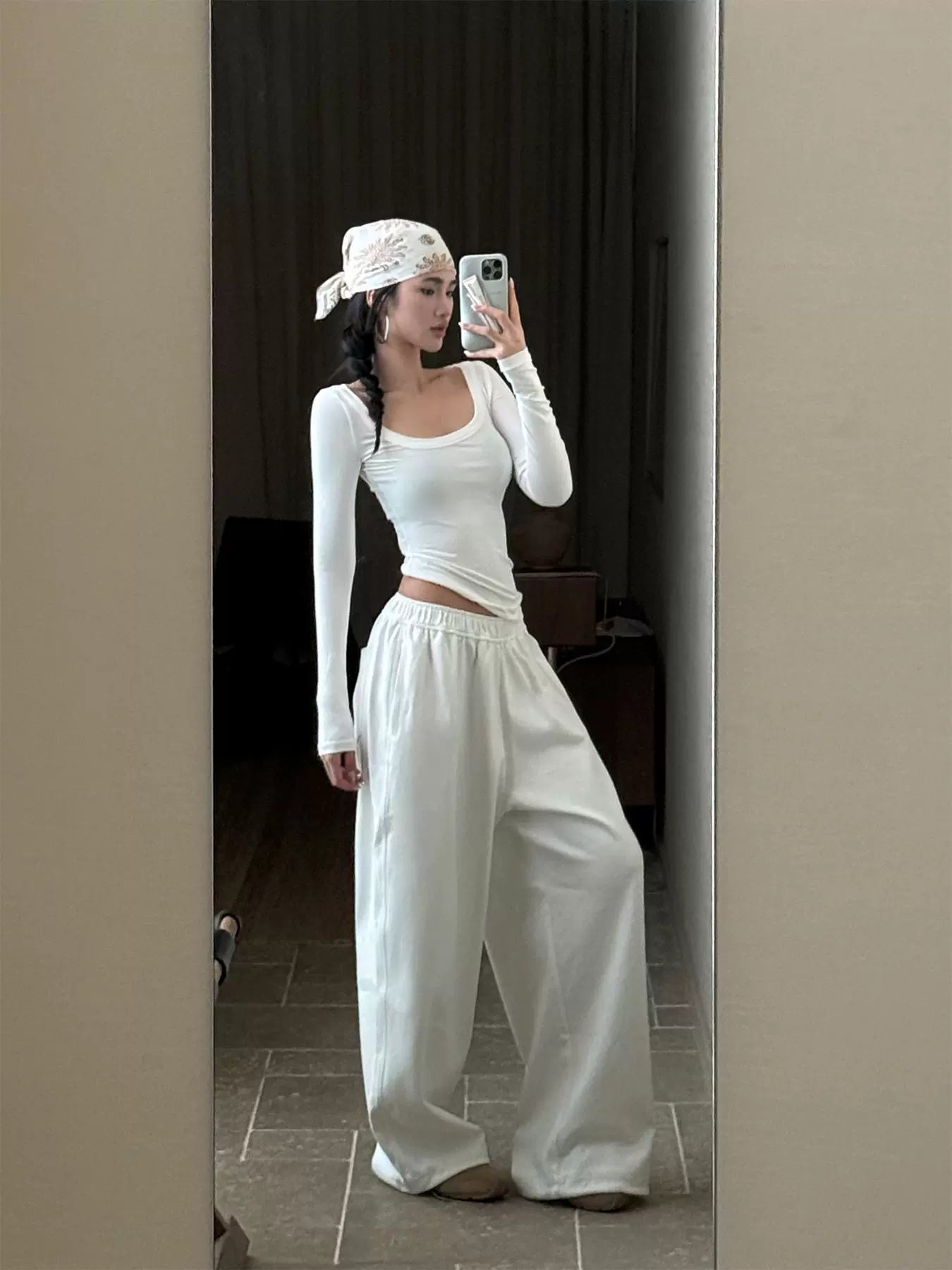 White Cotton Wide Leg Pants