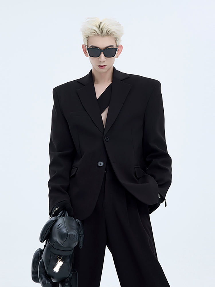 Classic Black Blazer and Trousers Setup