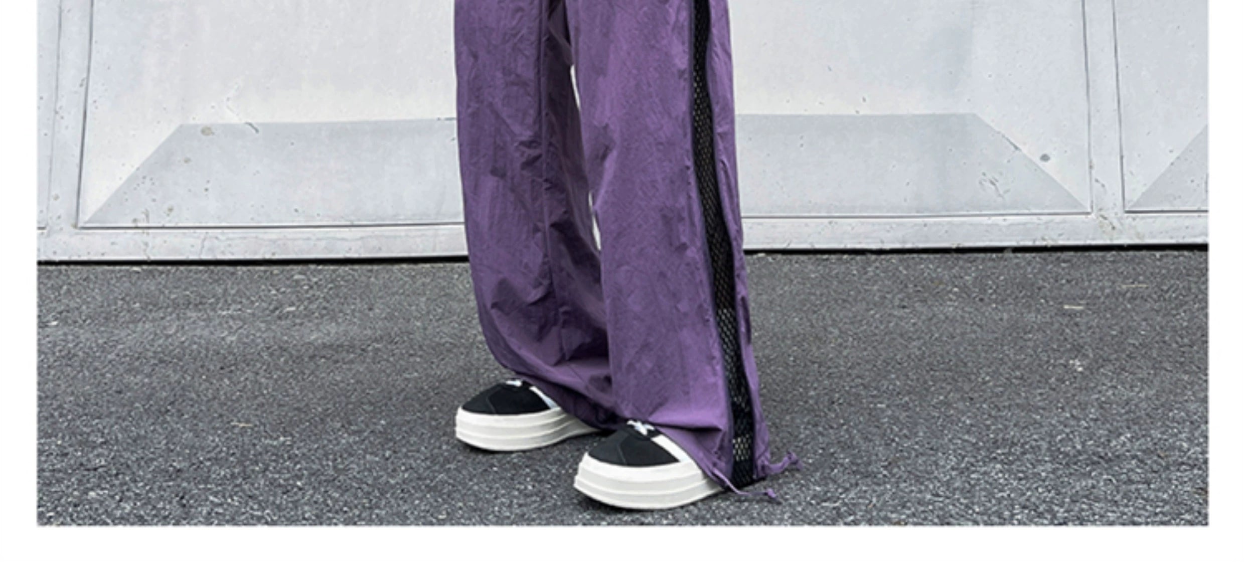 Mesh Panel Wide Leg Pants
