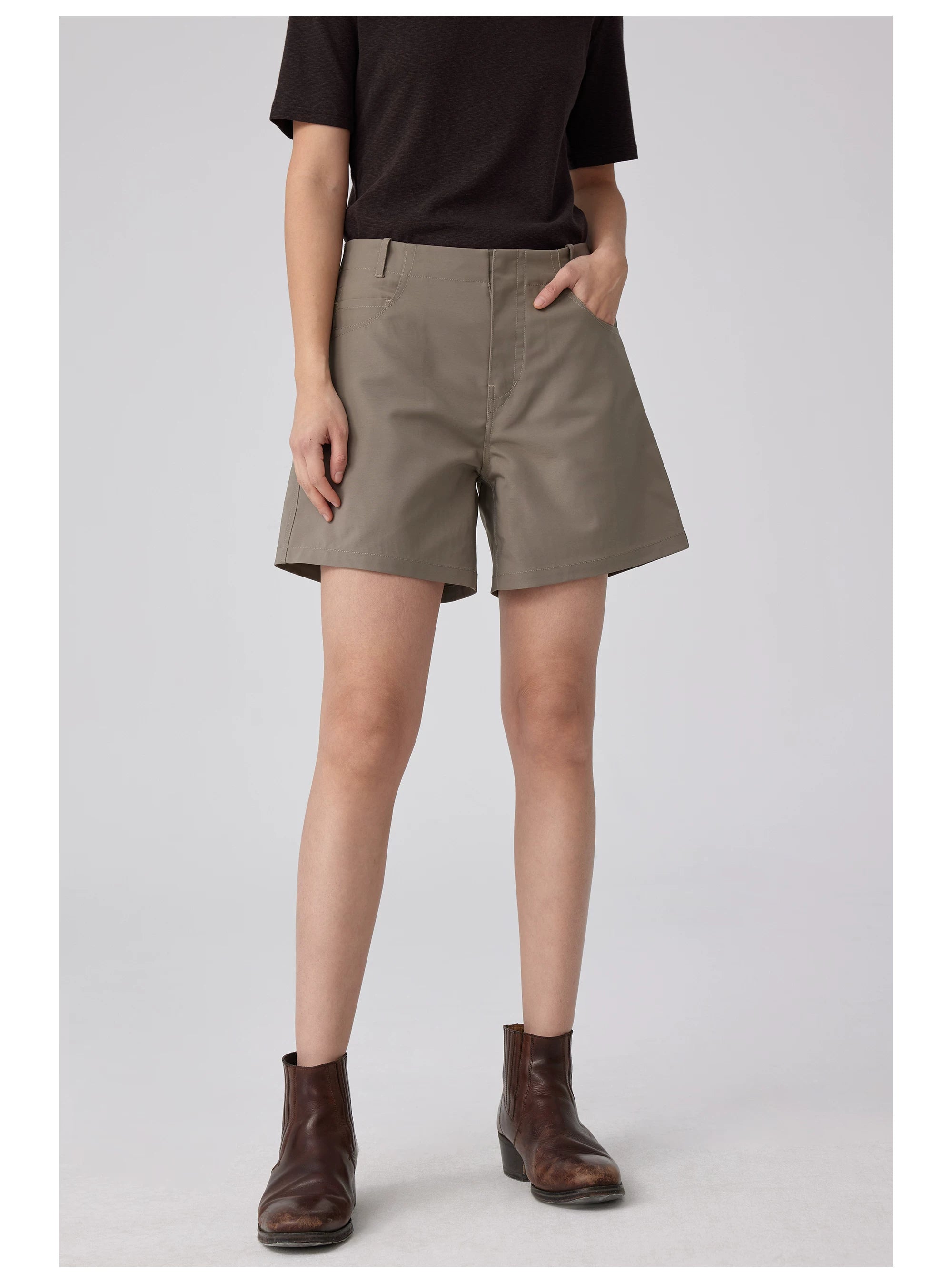High-Waisted Buckleback Tailored Shorts